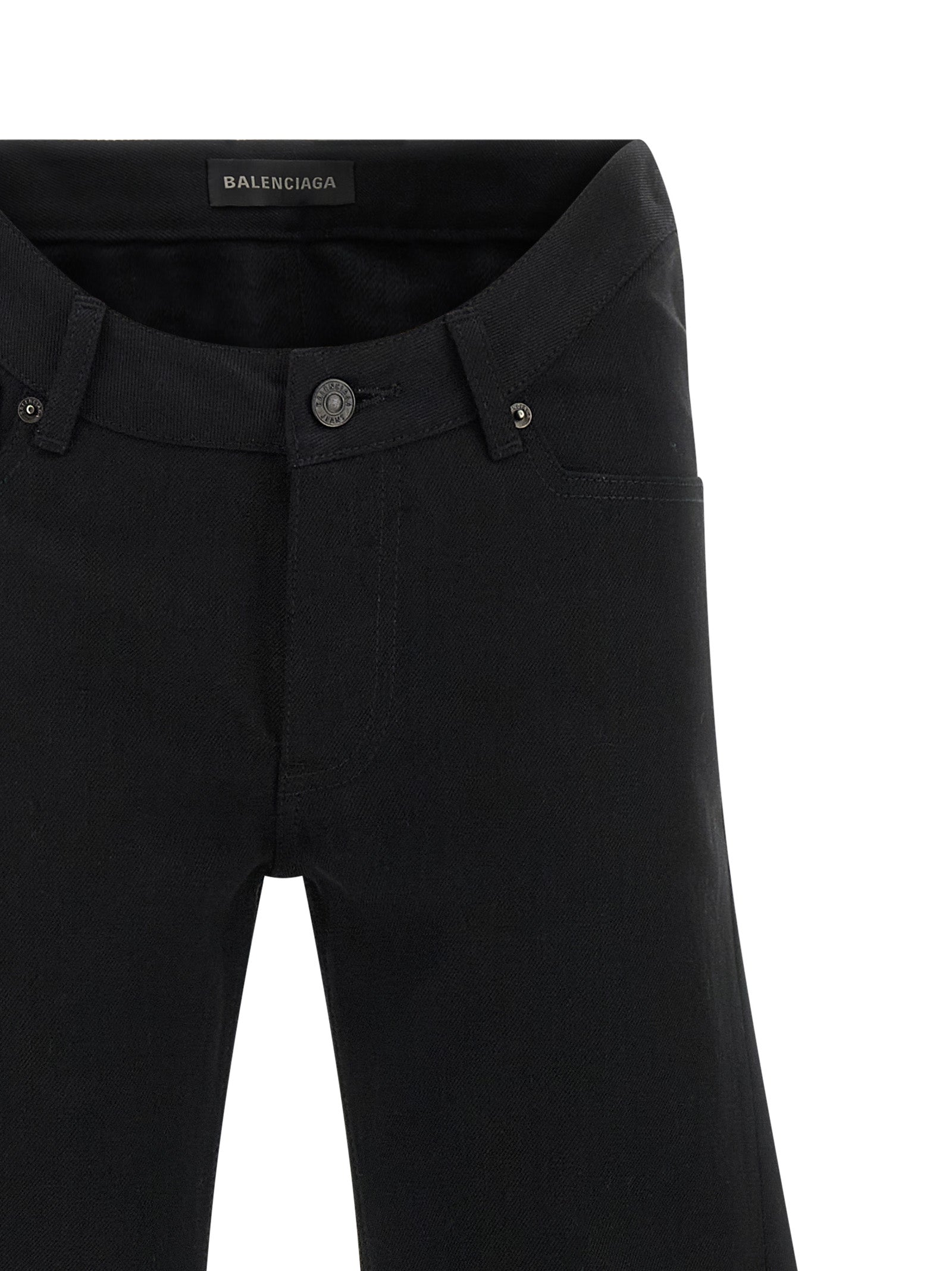 Black Cotton Flared Jeans