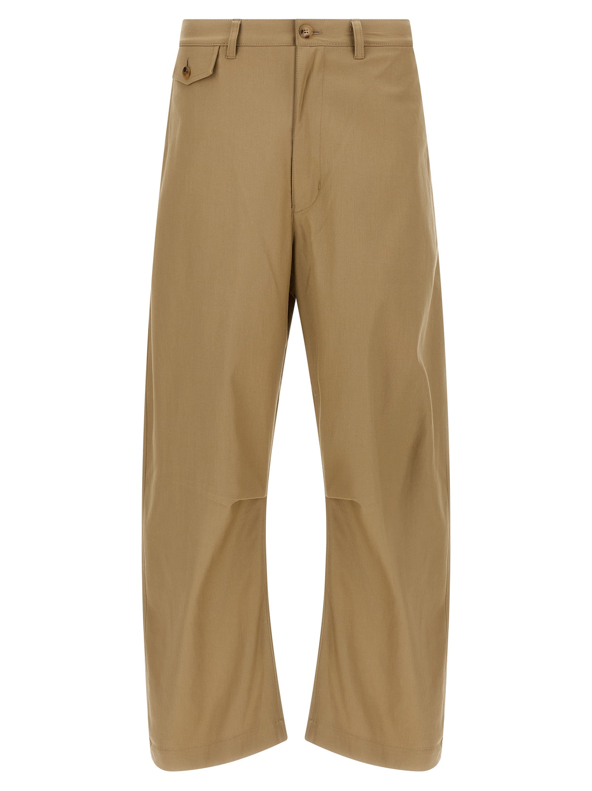 Beige Cotton Casual Pants