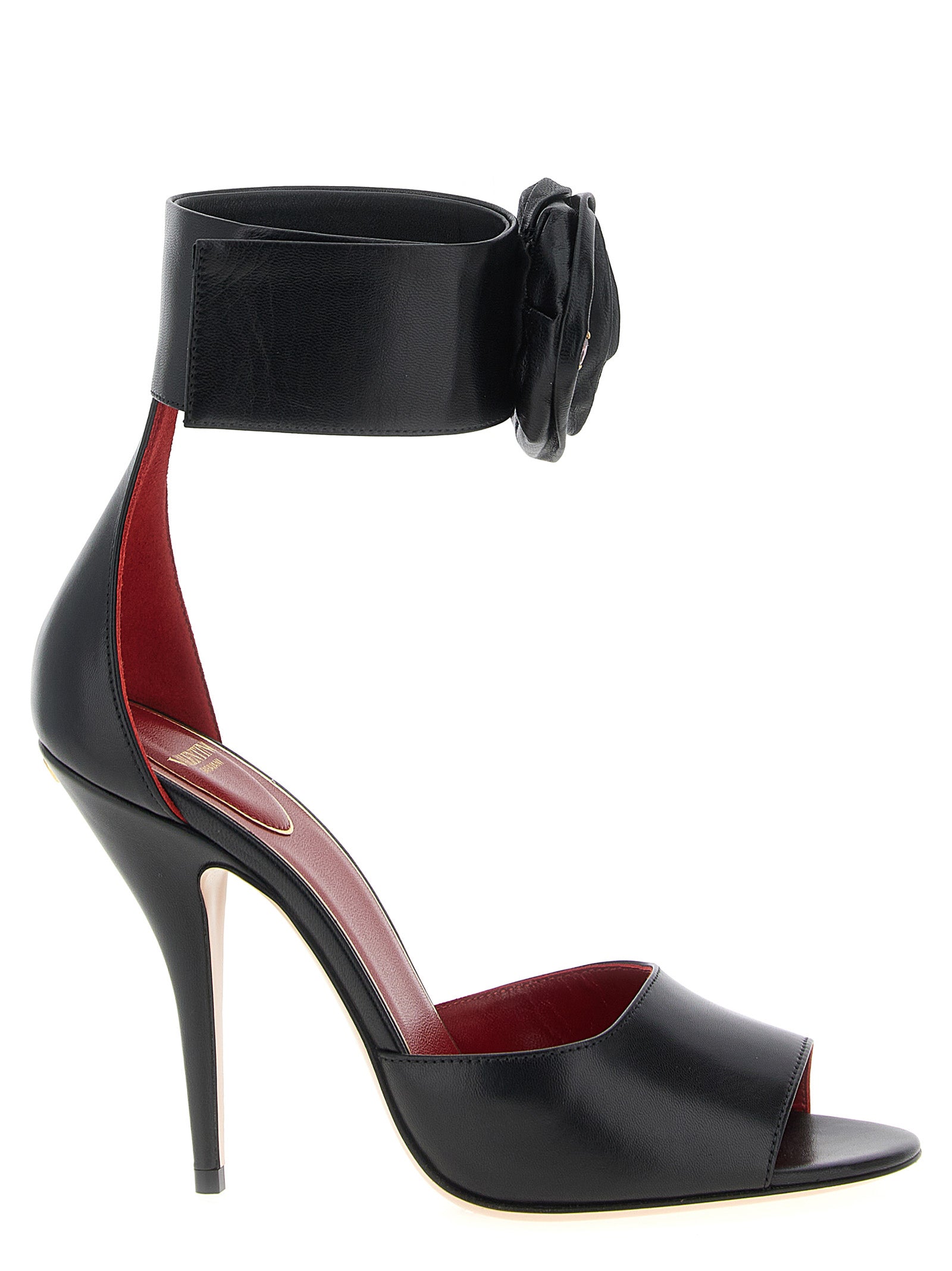 Black Calfskin Stiletto Heel Sandals