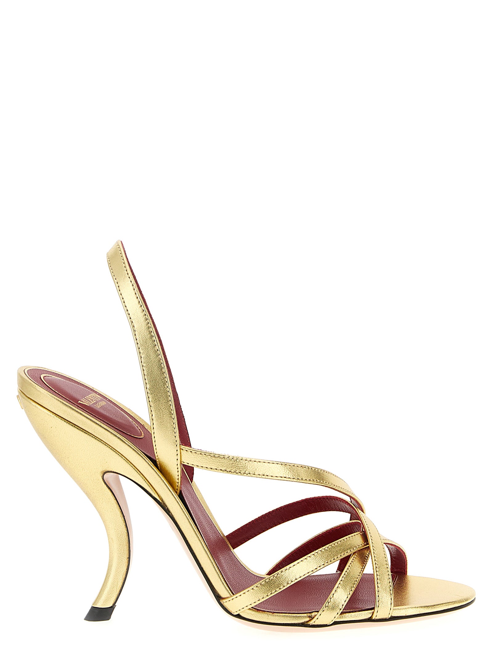 Gold Lambskin Stiletto Heel Sandals