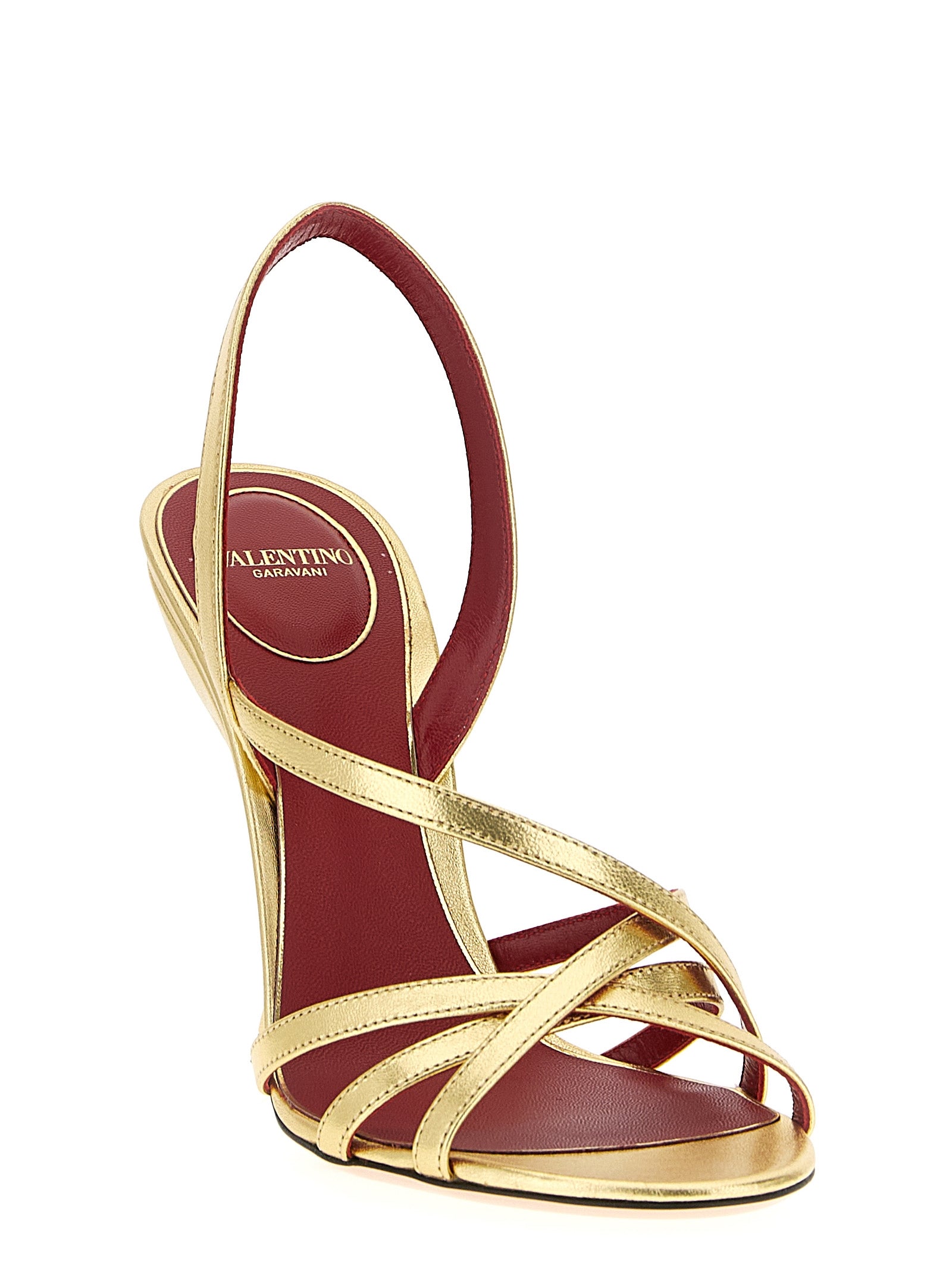 Gold Lambskin Stiletto Heel Sandals