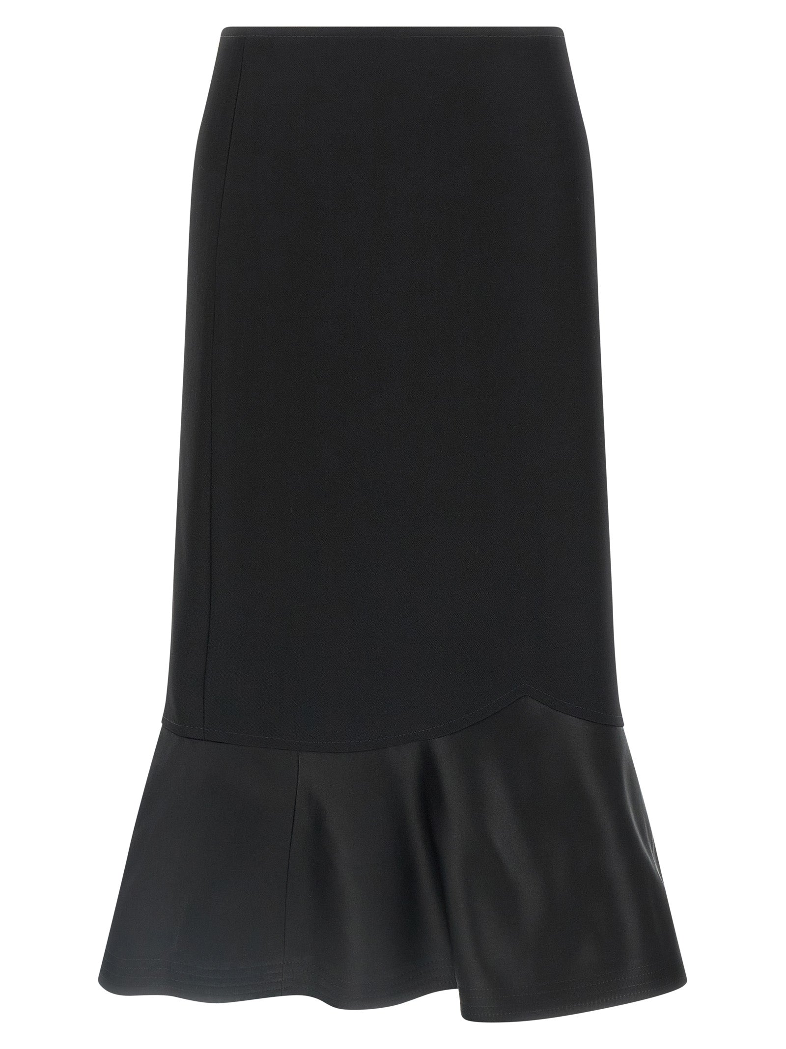 Black Virgin Wool Midi Skirt