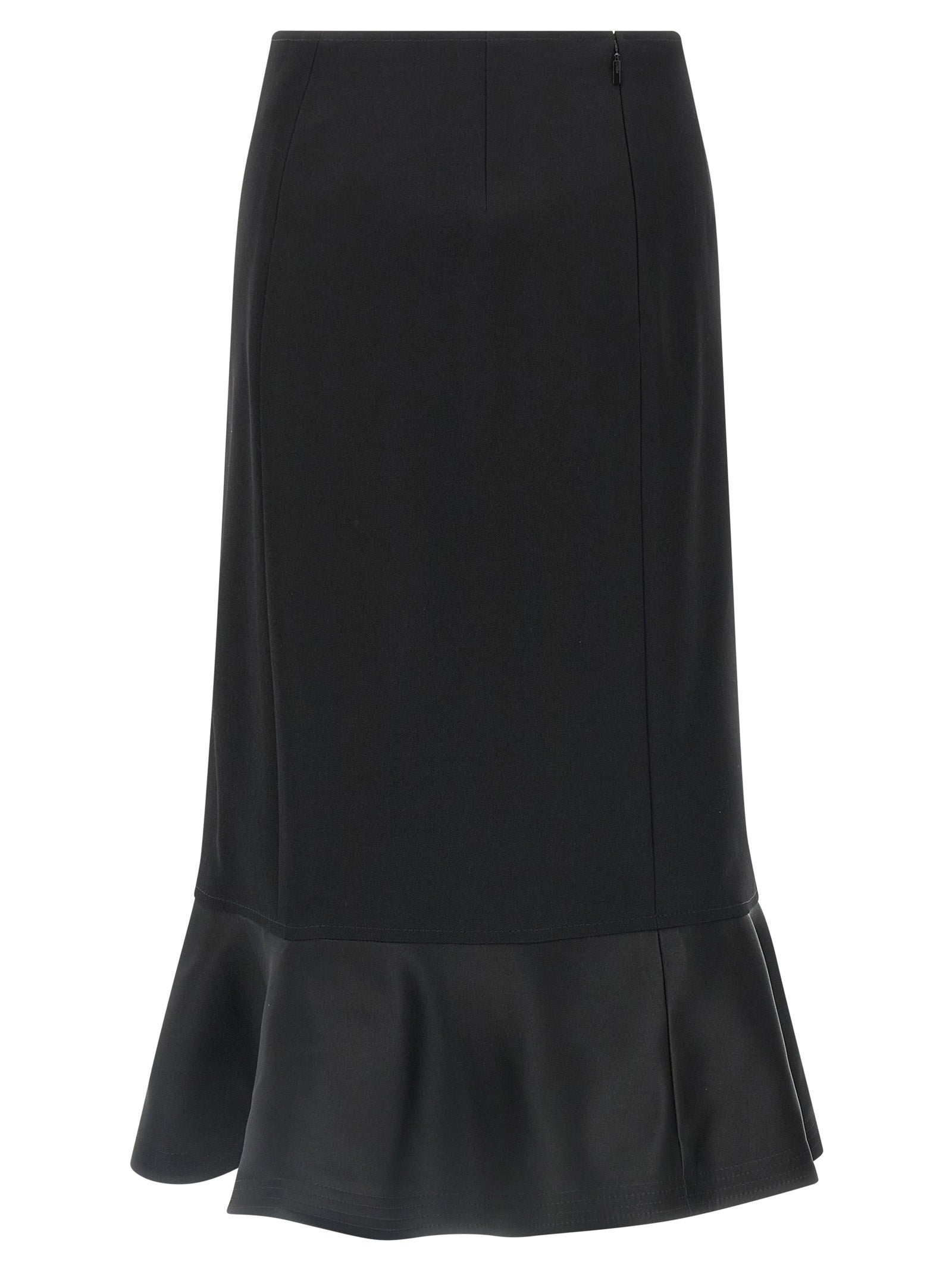 Black Virgin Wool Midi Skirt