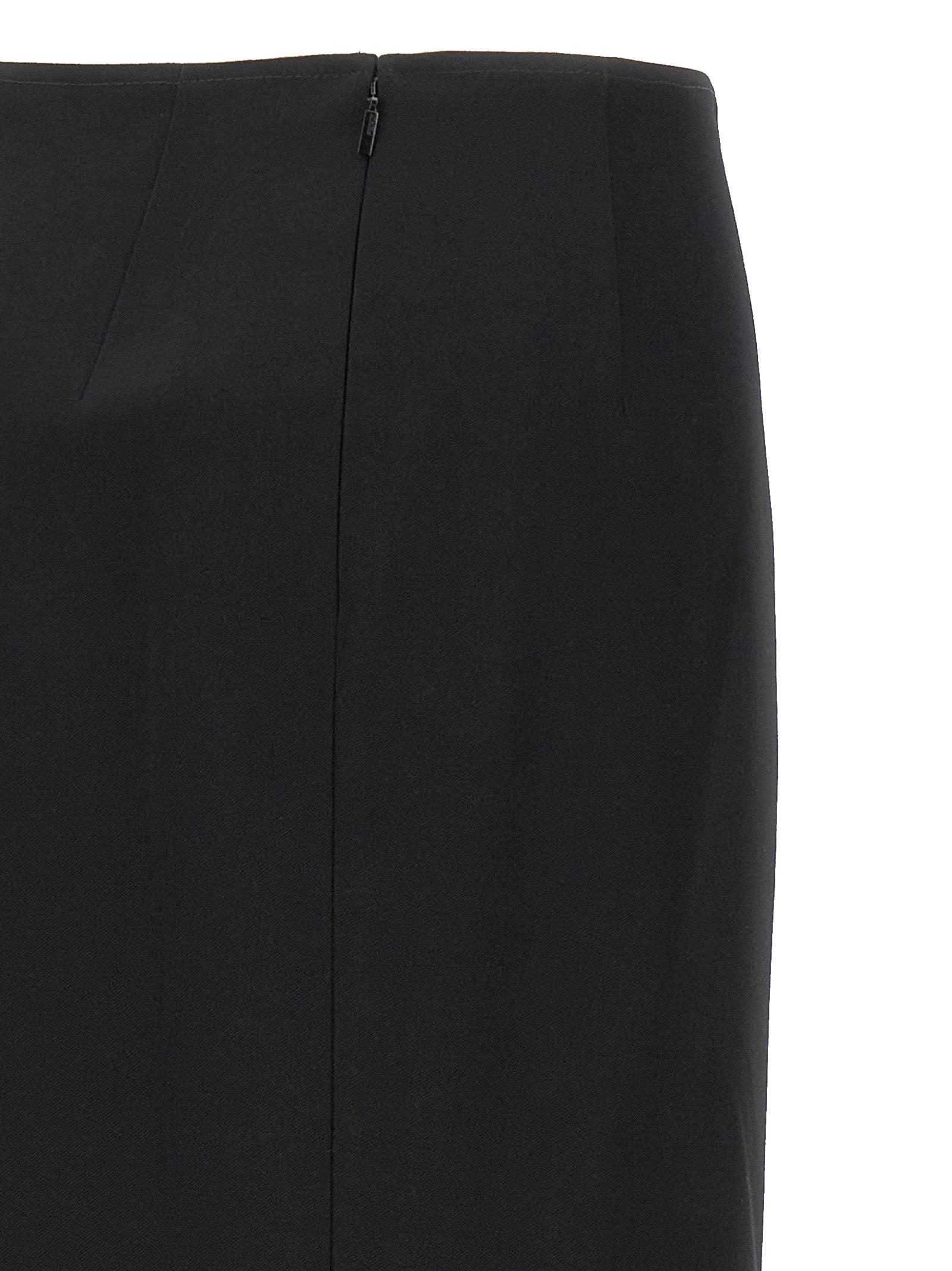 Black Virgin Wool Midi Skirt