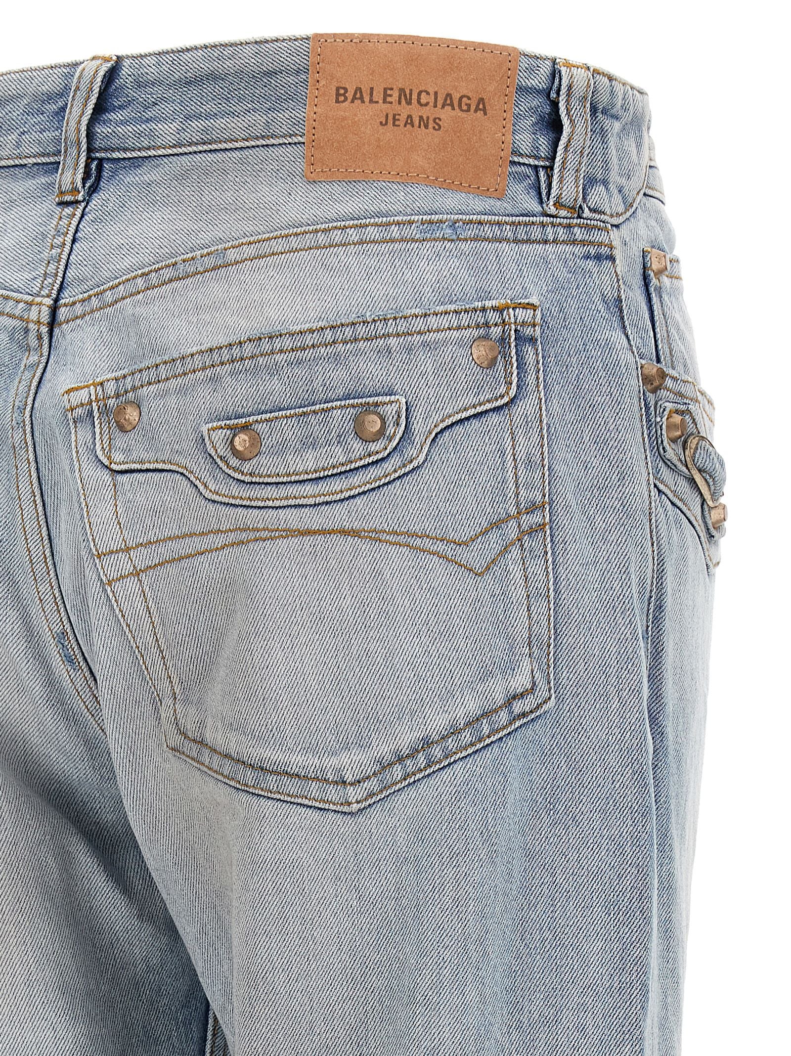 Blue Cotton Straight-Leg Jeans