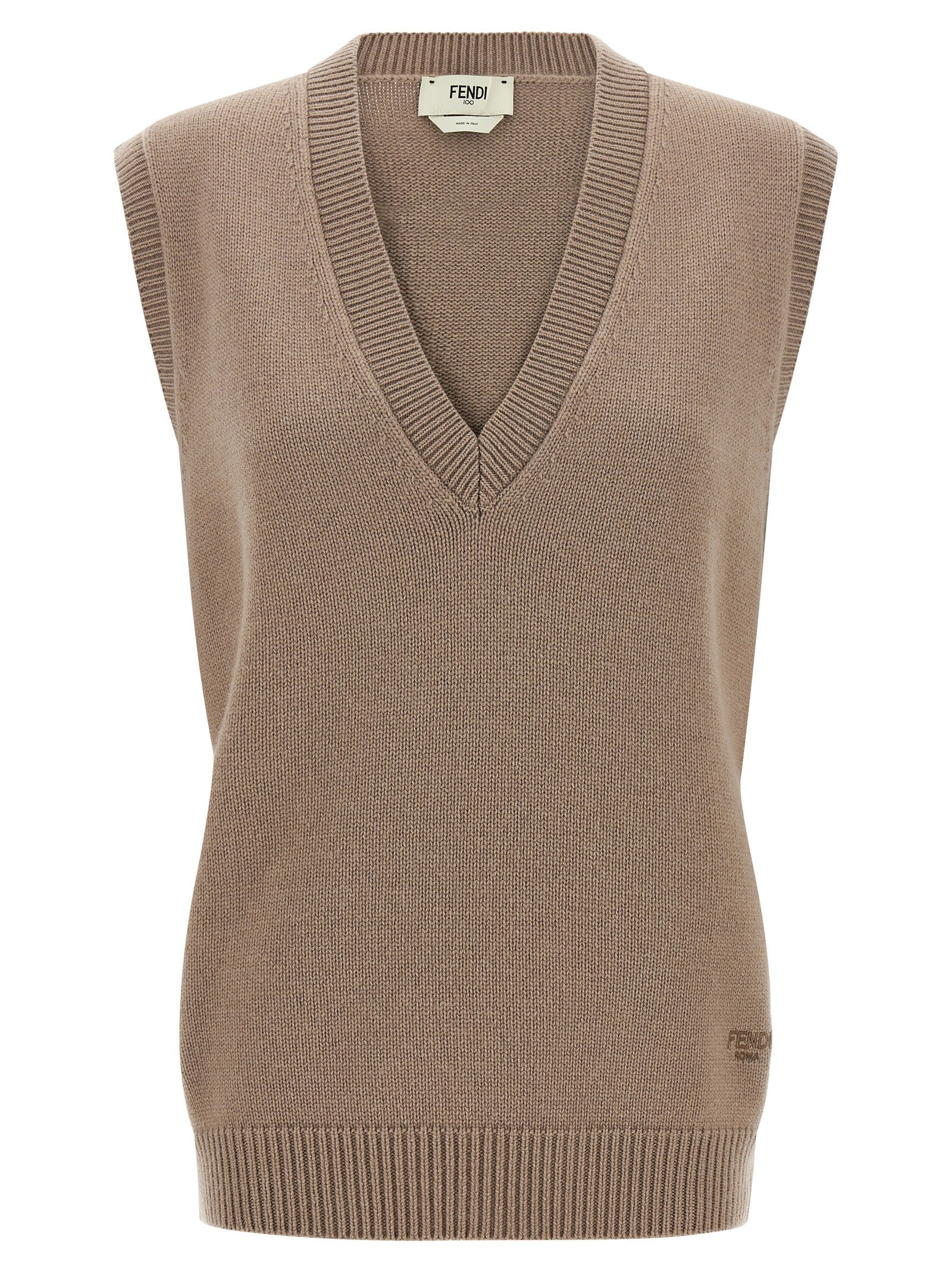 Beige Cashmere Sleeveless Jacket