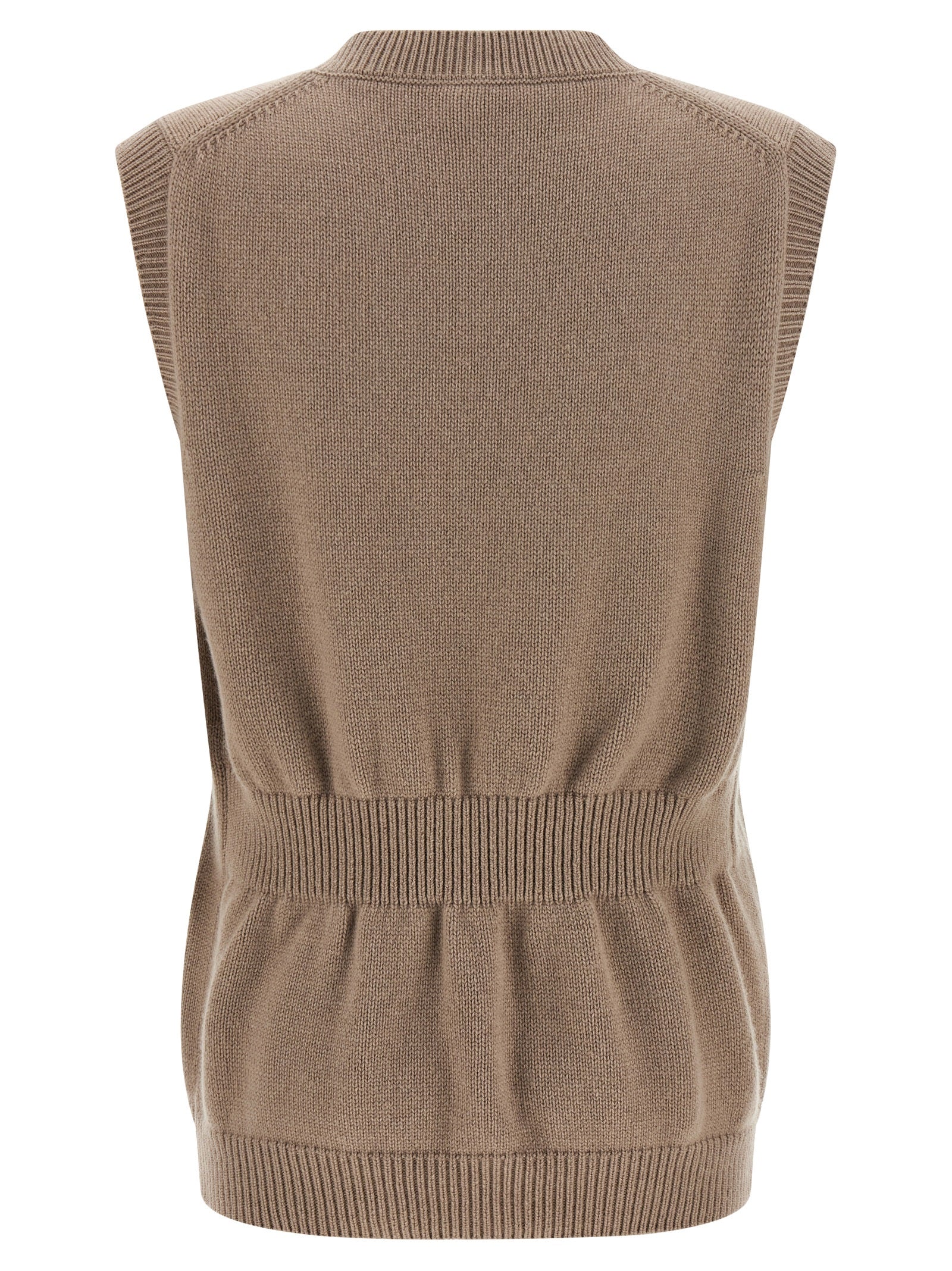 Beige Cashmere Sleeveless Jacket