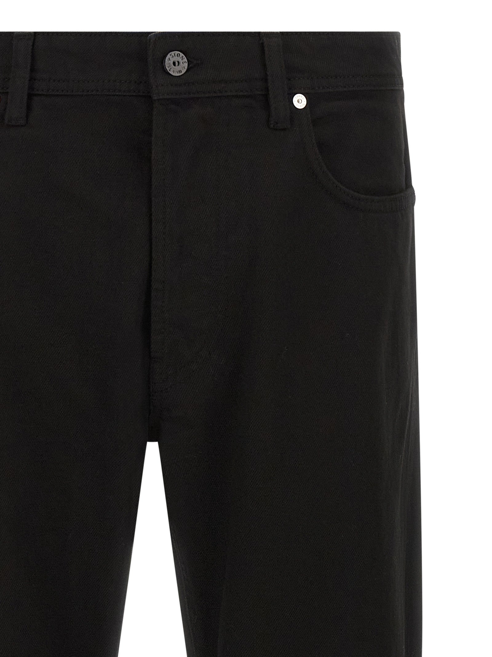 Black Cotton Straight-Leg Jeans