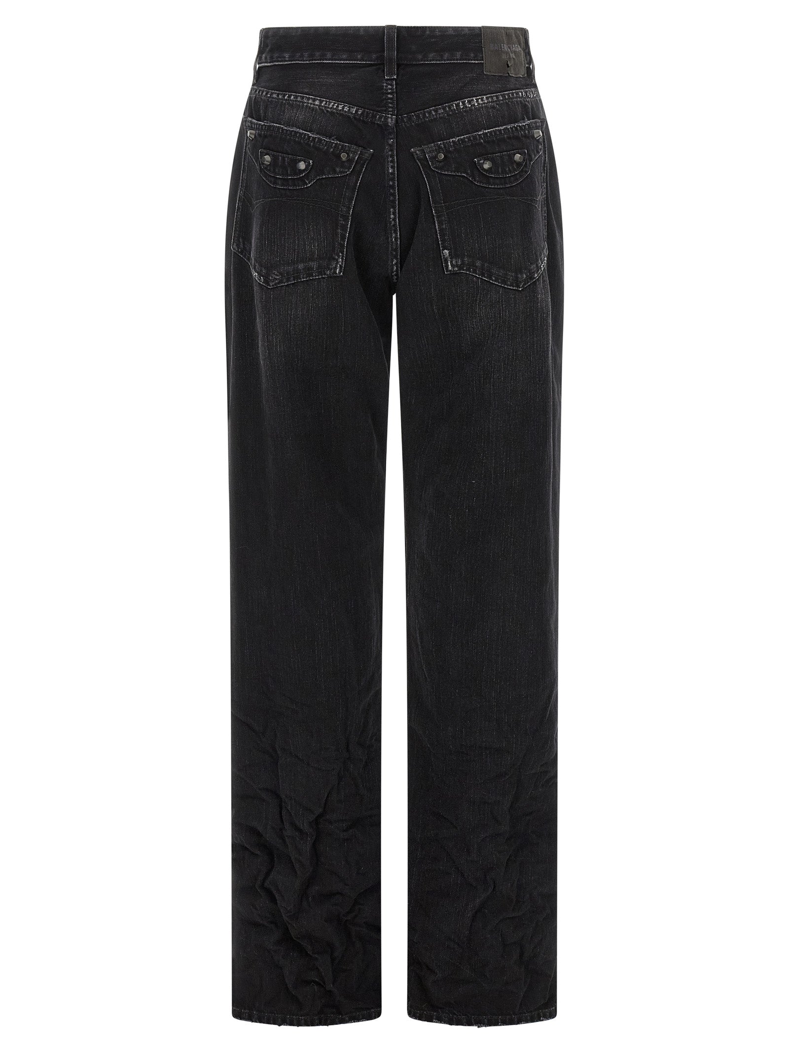 Black Cotton Straight-Leg Jeans