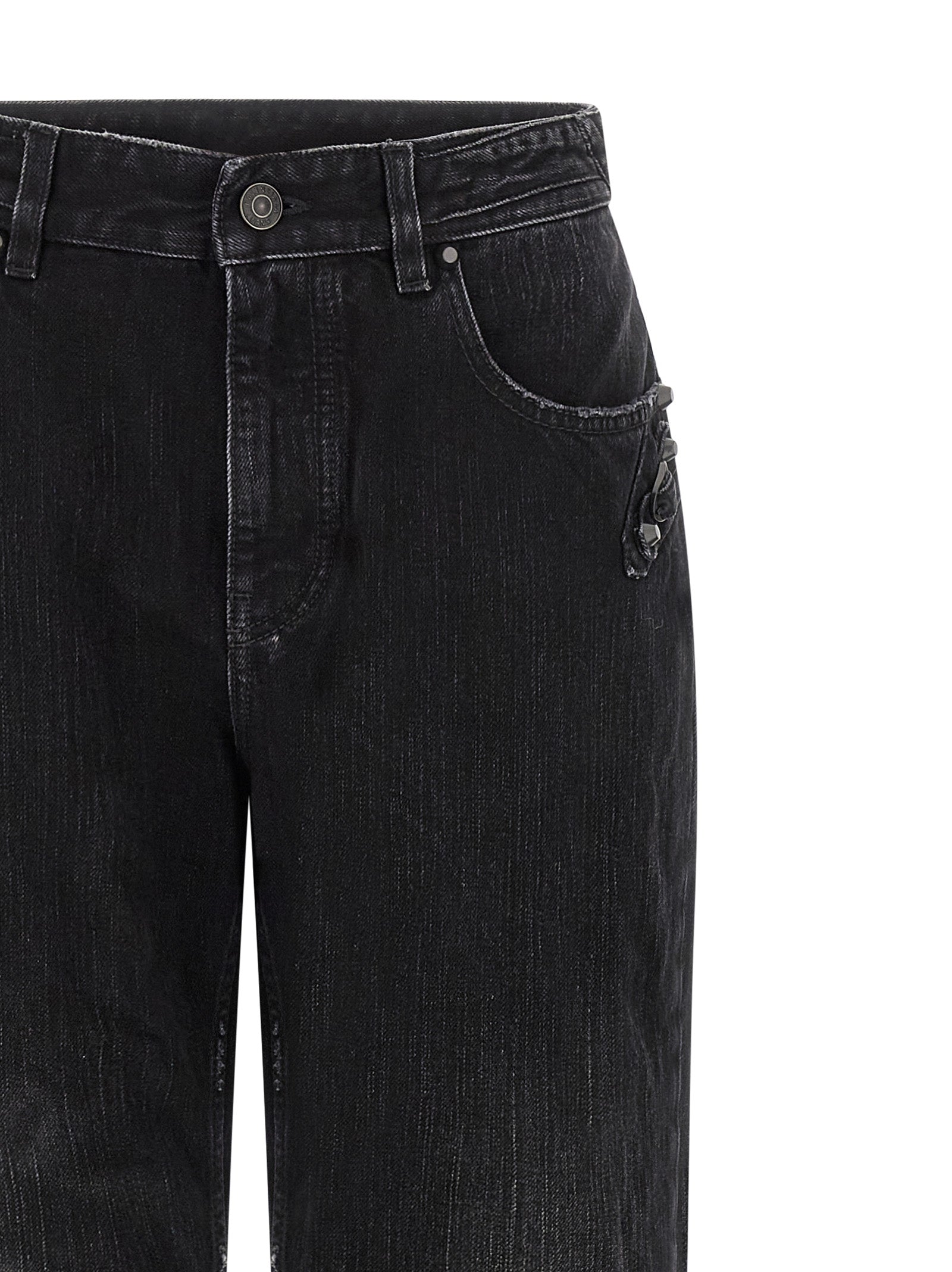 Black Cotton Straight-Leg Jeans