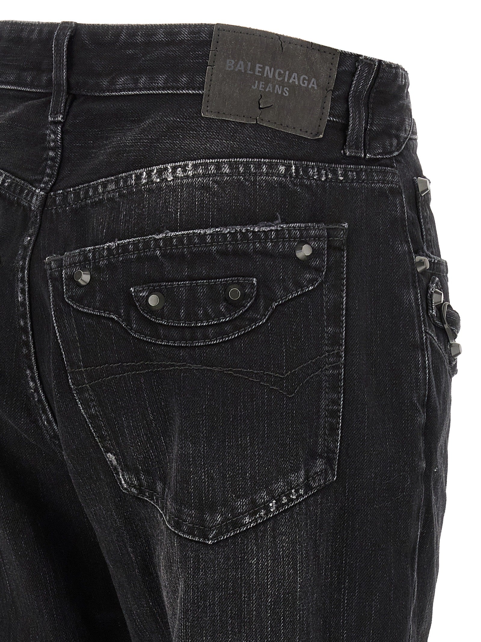 Black Cotton Straight-Leg Jeans