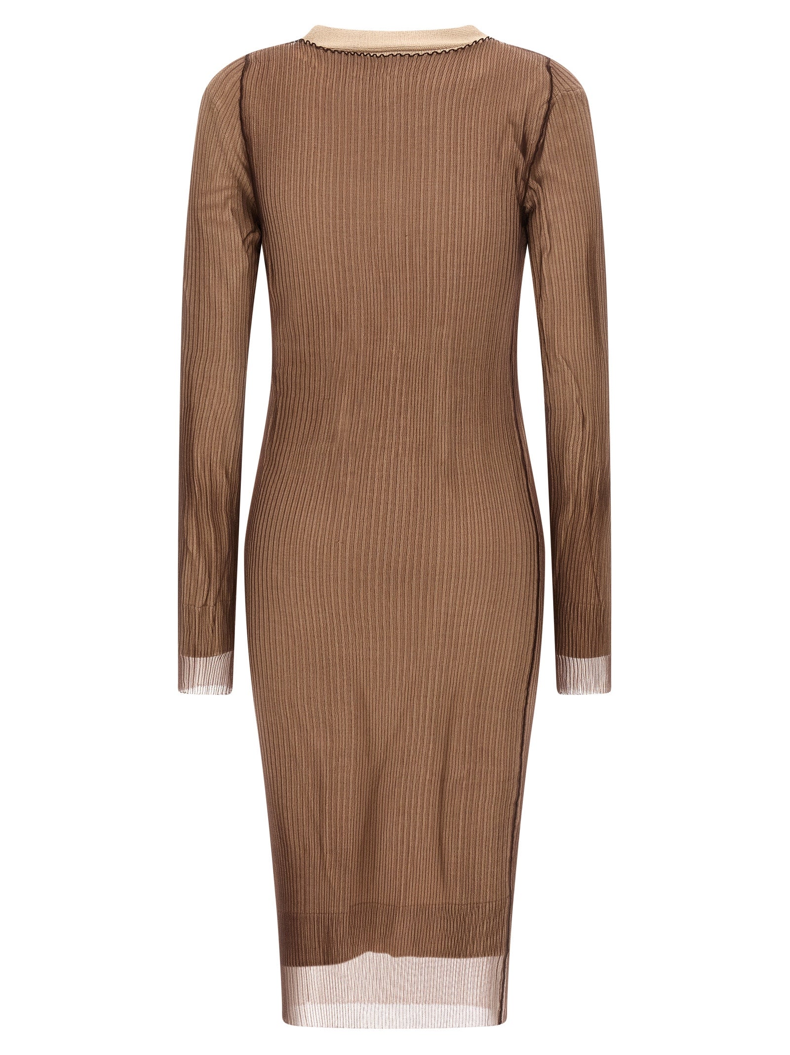 Beige Polyamide Midi Dress