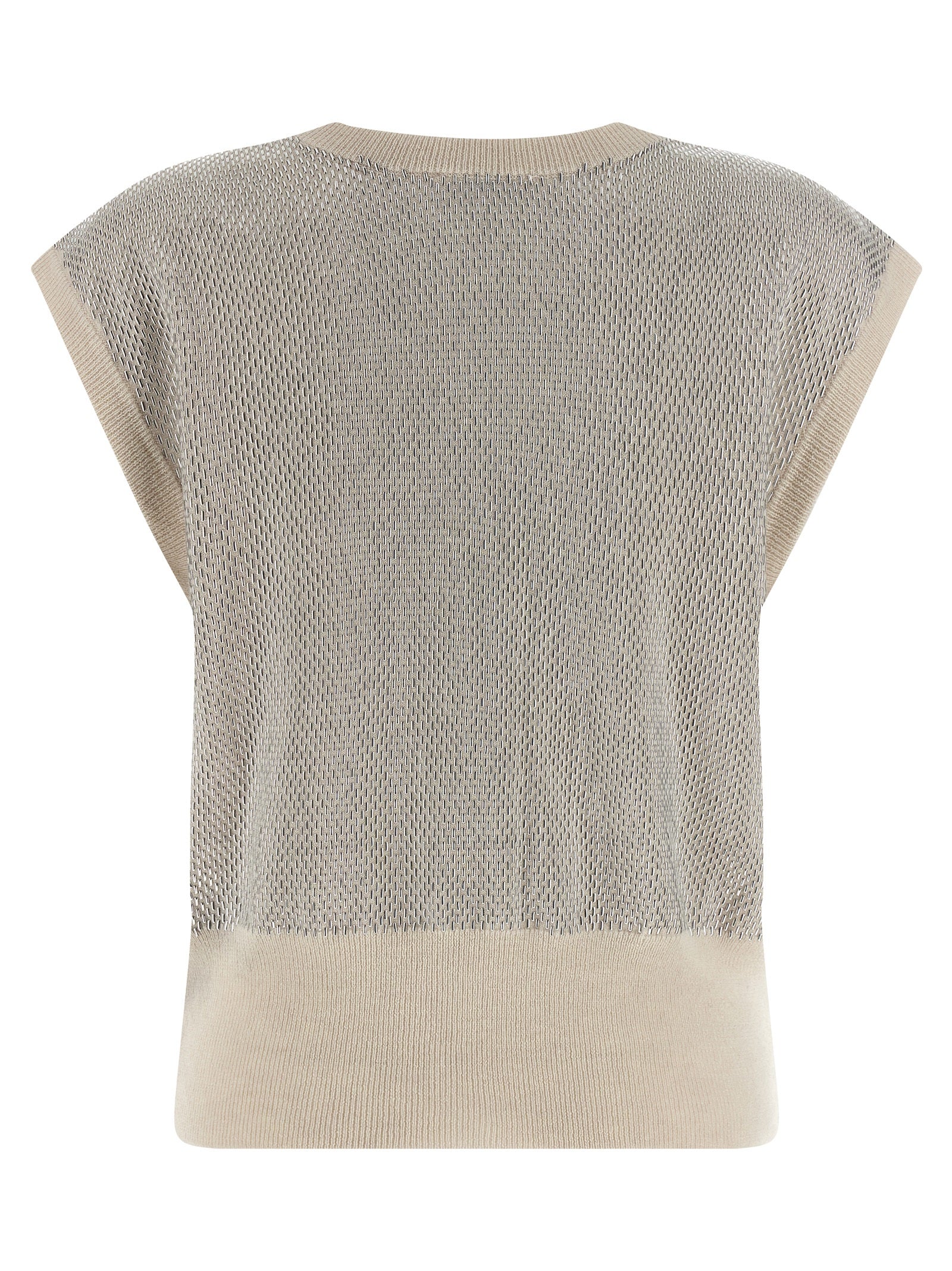 Beige Virgin Wool Sleeveless Jacket