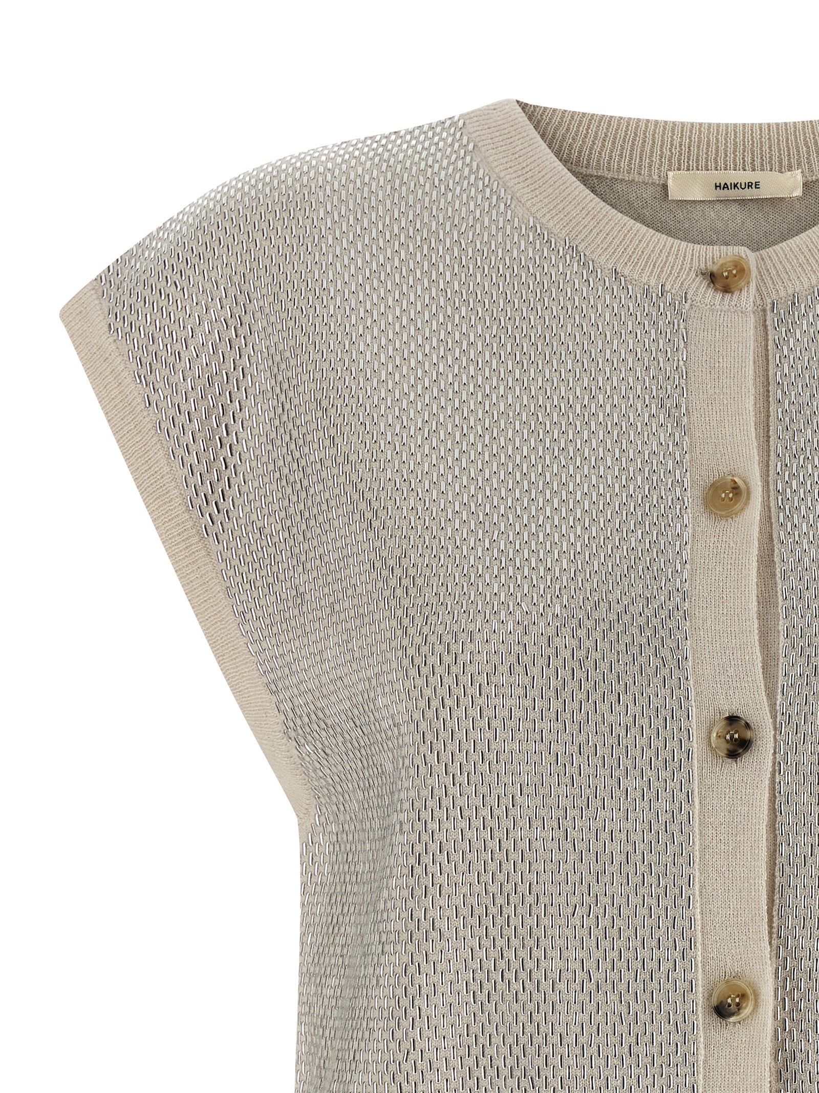 Beige Virgin Wool Sleeveless Jacket