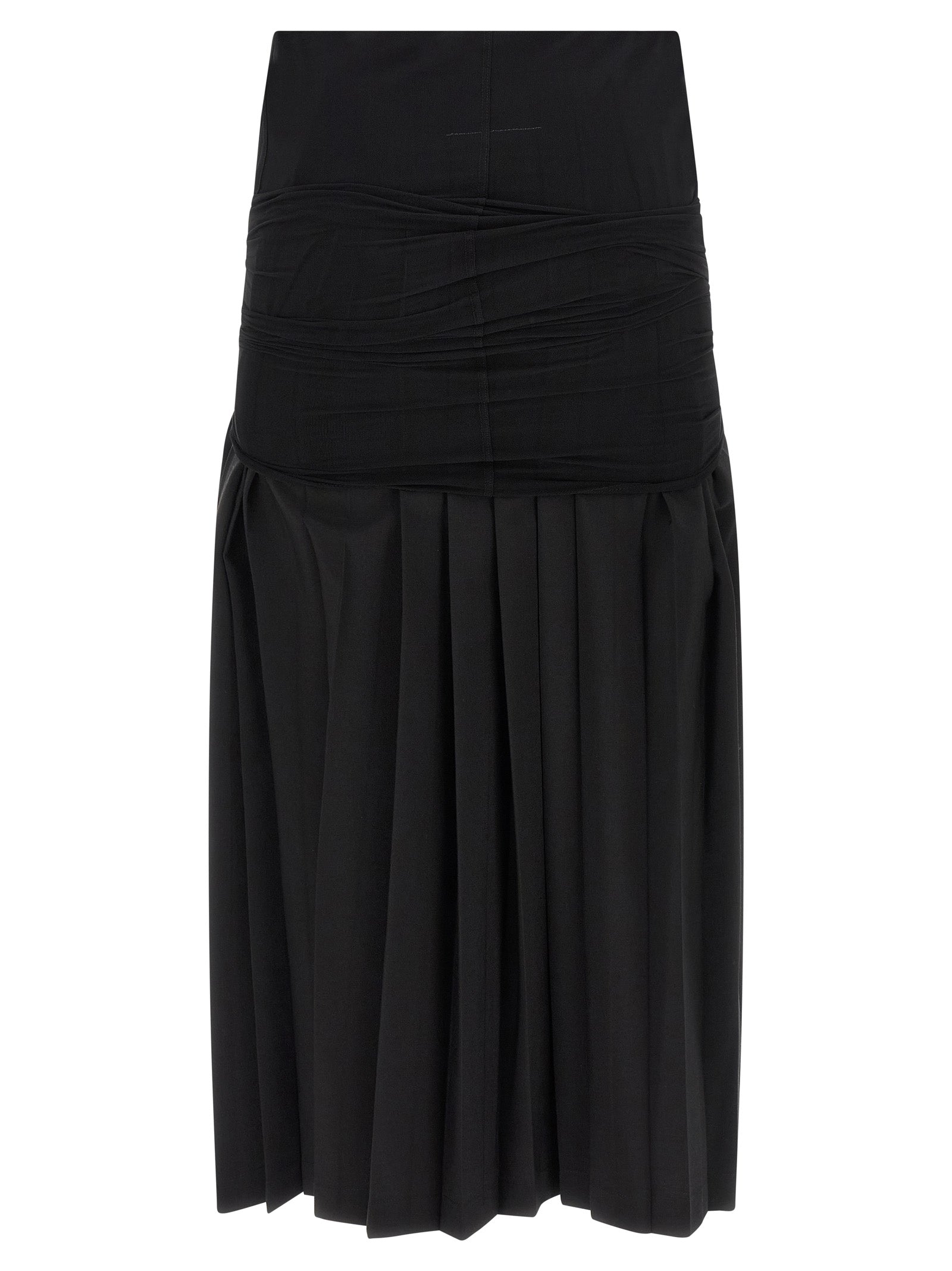 Black Polyester Midi Skirt