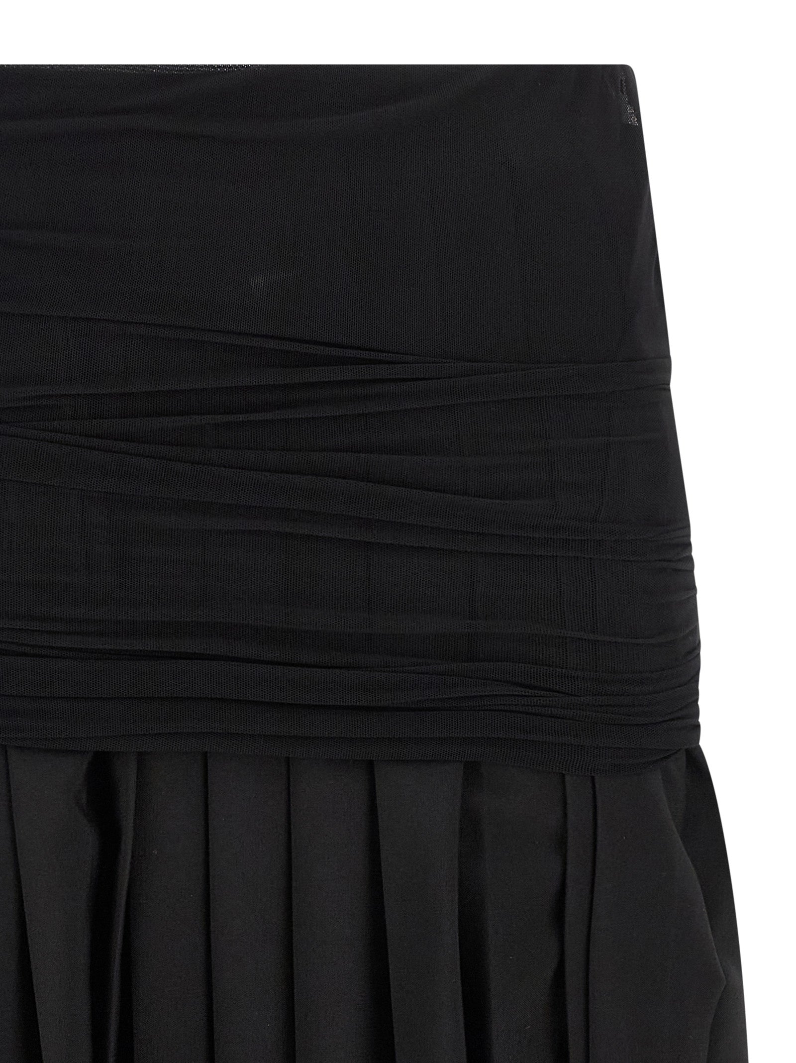 Black Polyester Midi Skirt