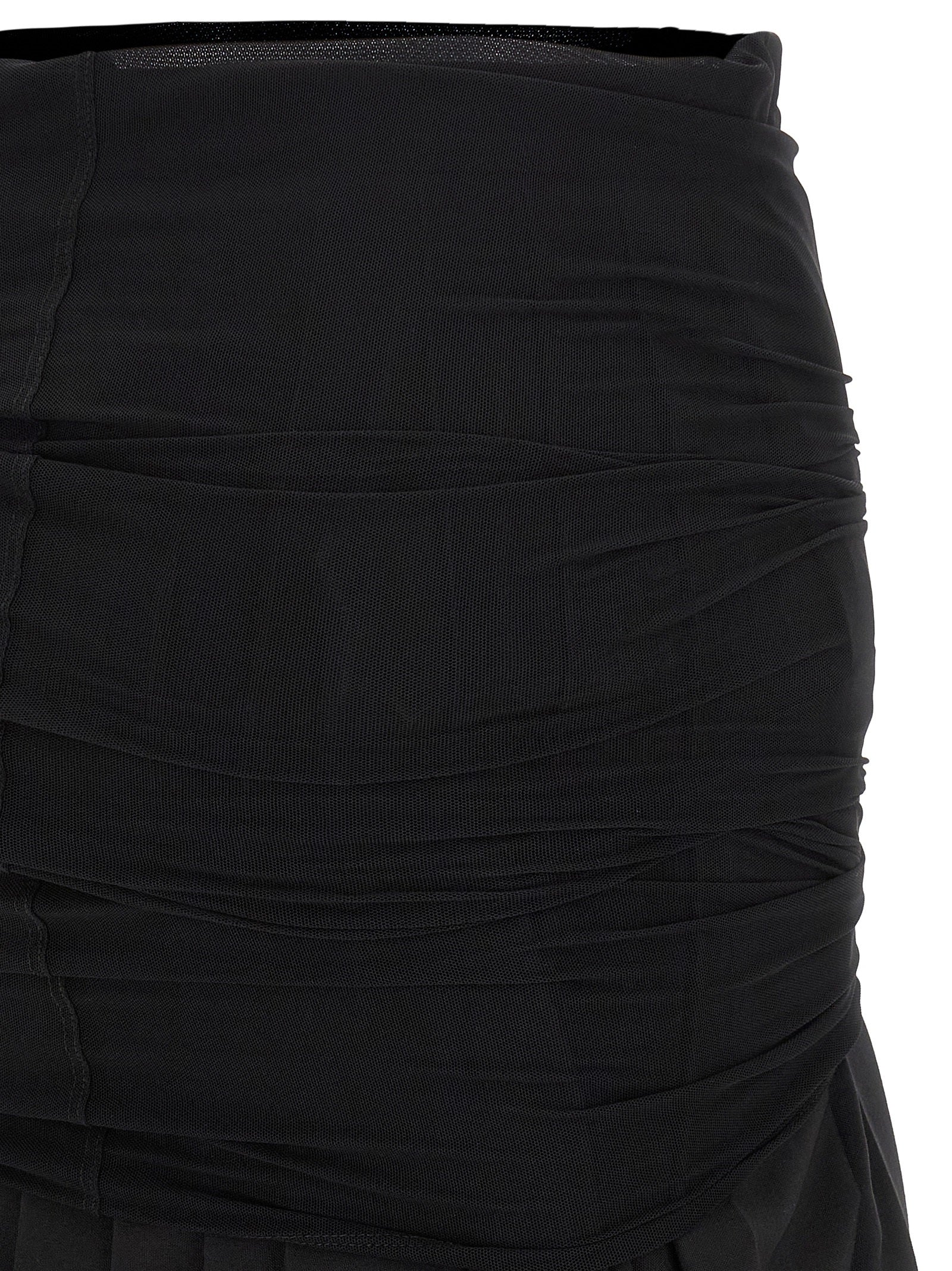 Black Polyester Midi Skirt