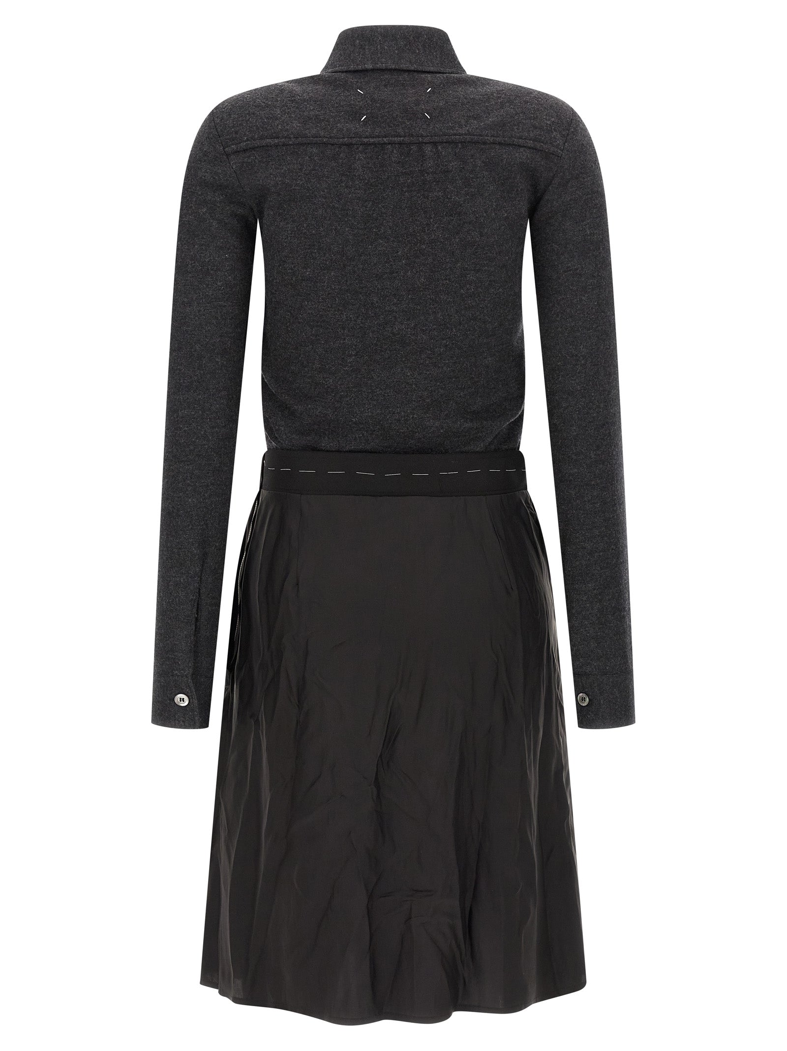 Gray Virgin Wool Midi Dress