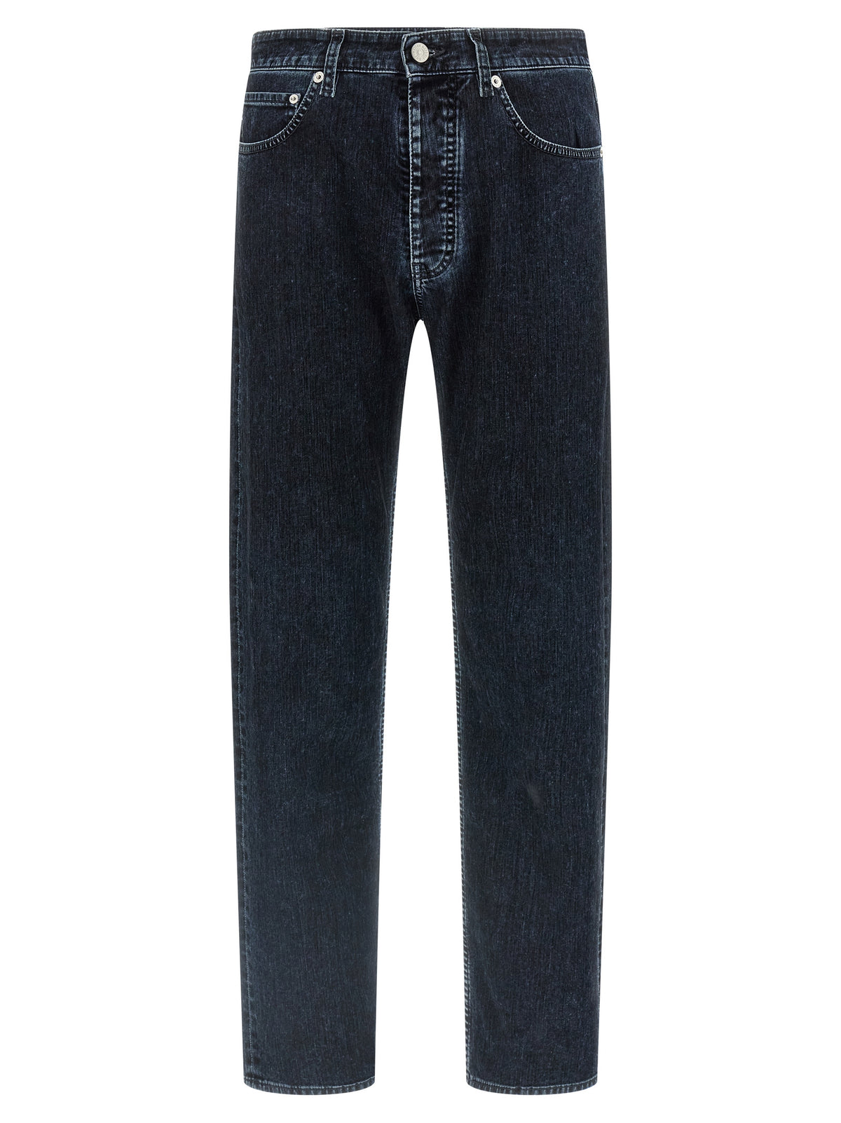 Black Cotton Straight-Leg Jeans