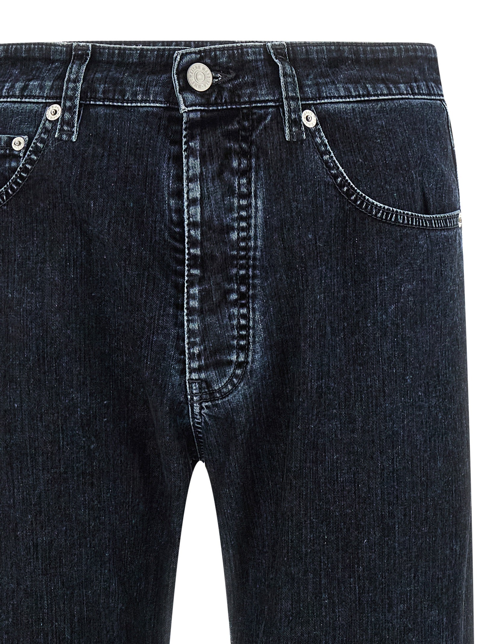Black Cotton Straight-Leg Jeans