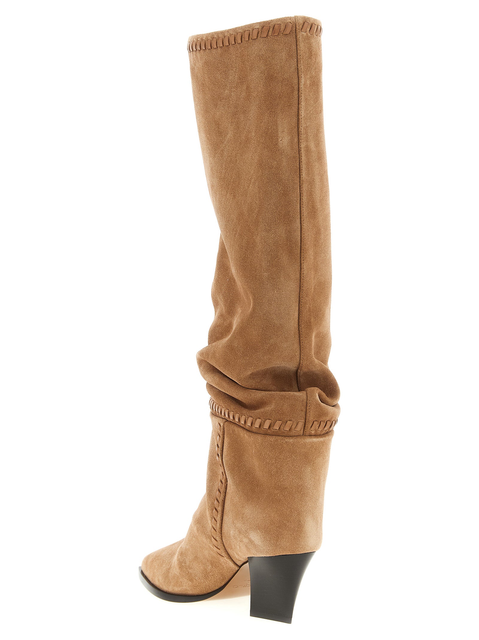 Beige Leather Over The Knee