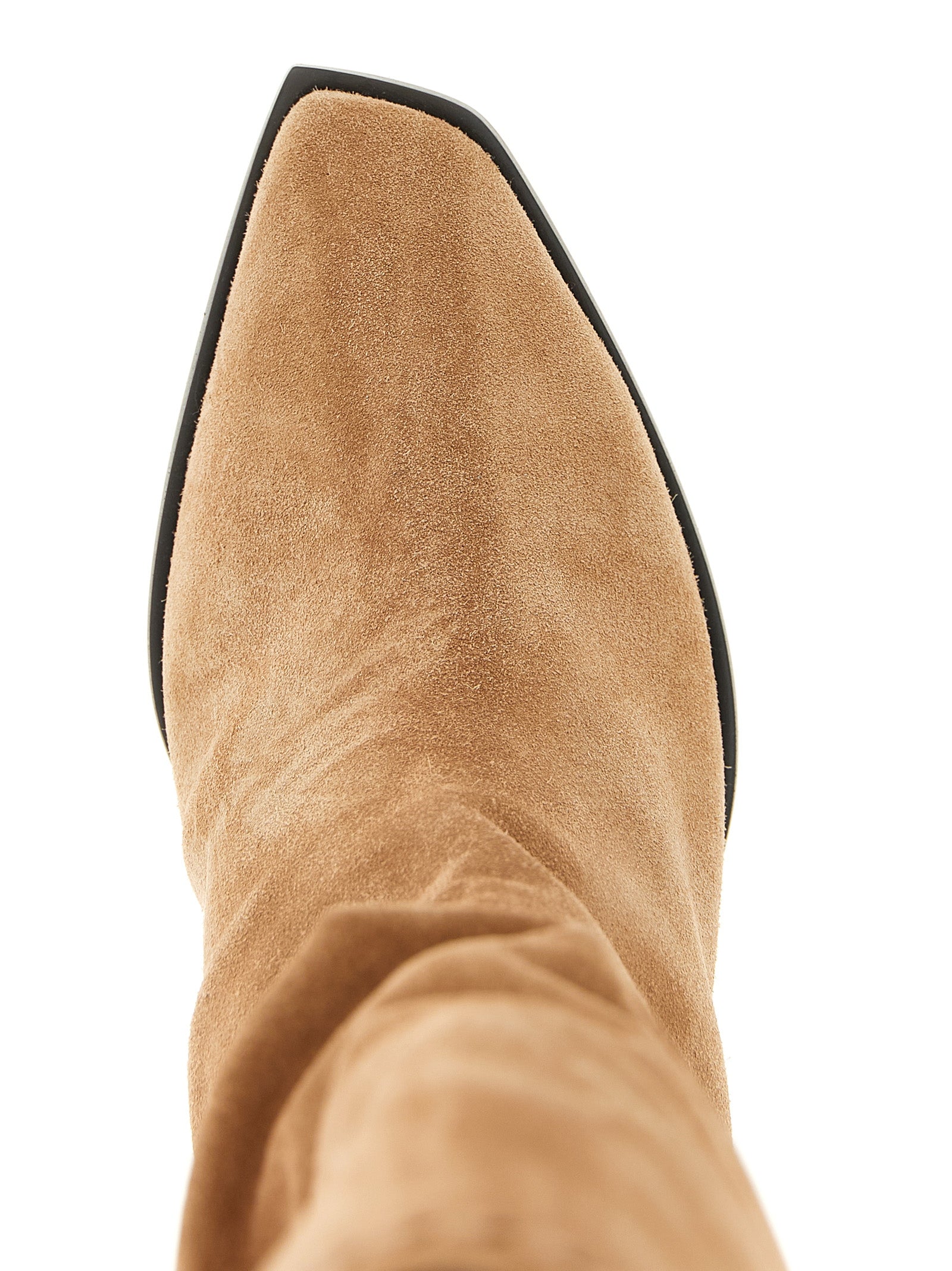 Beige Leather Over The Knee