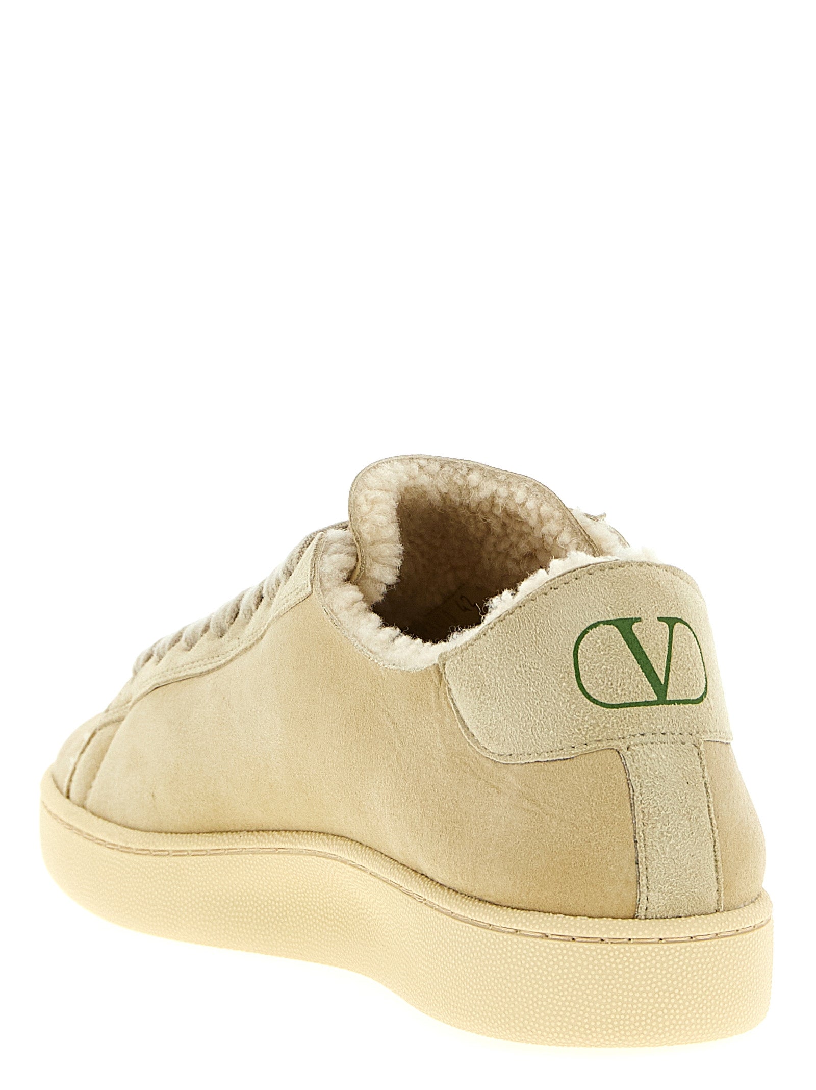 Beige Goatskin Low Top Sneakers