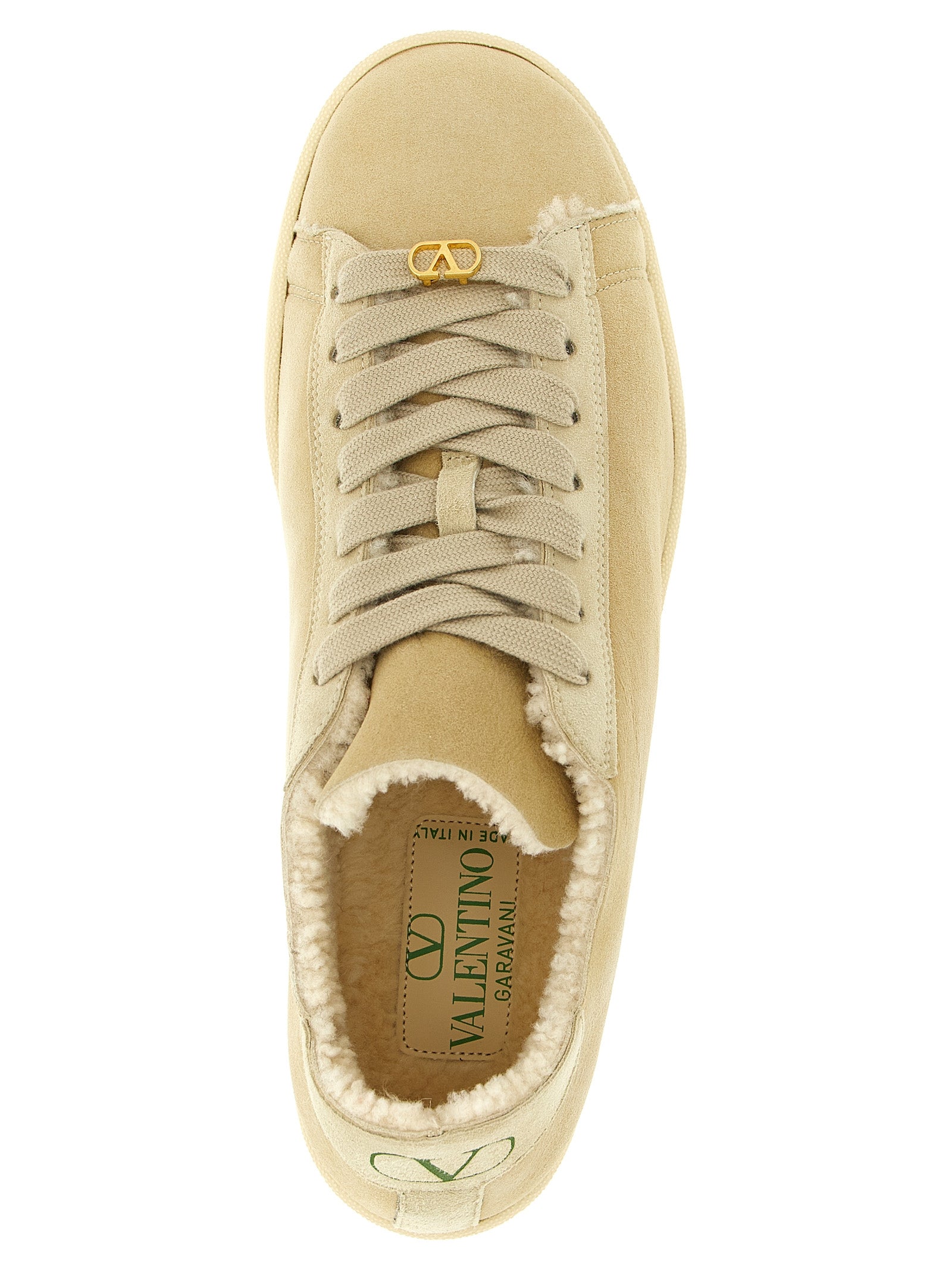 Beige Goatskin Low Top Sneakers