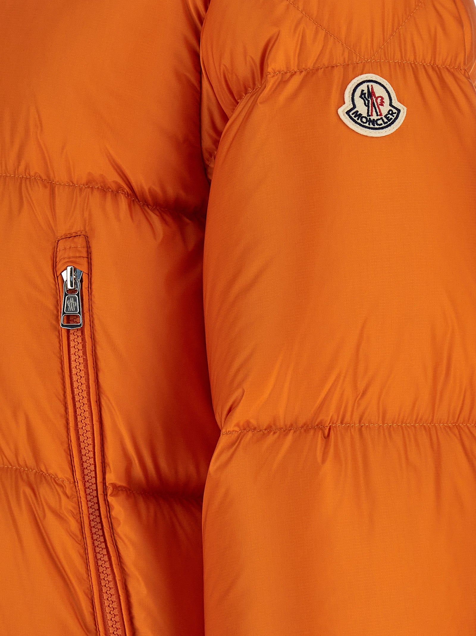 Orange Polyamide Full-Length Jacket