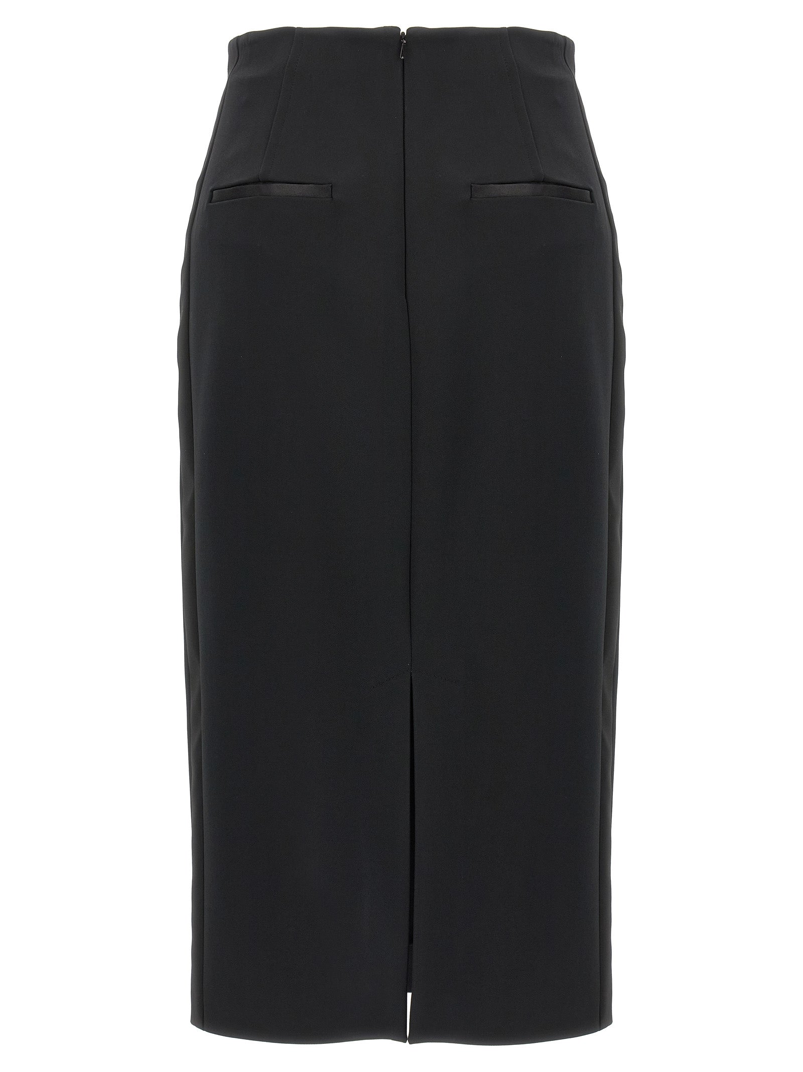 Black Viscose Midi Skirt