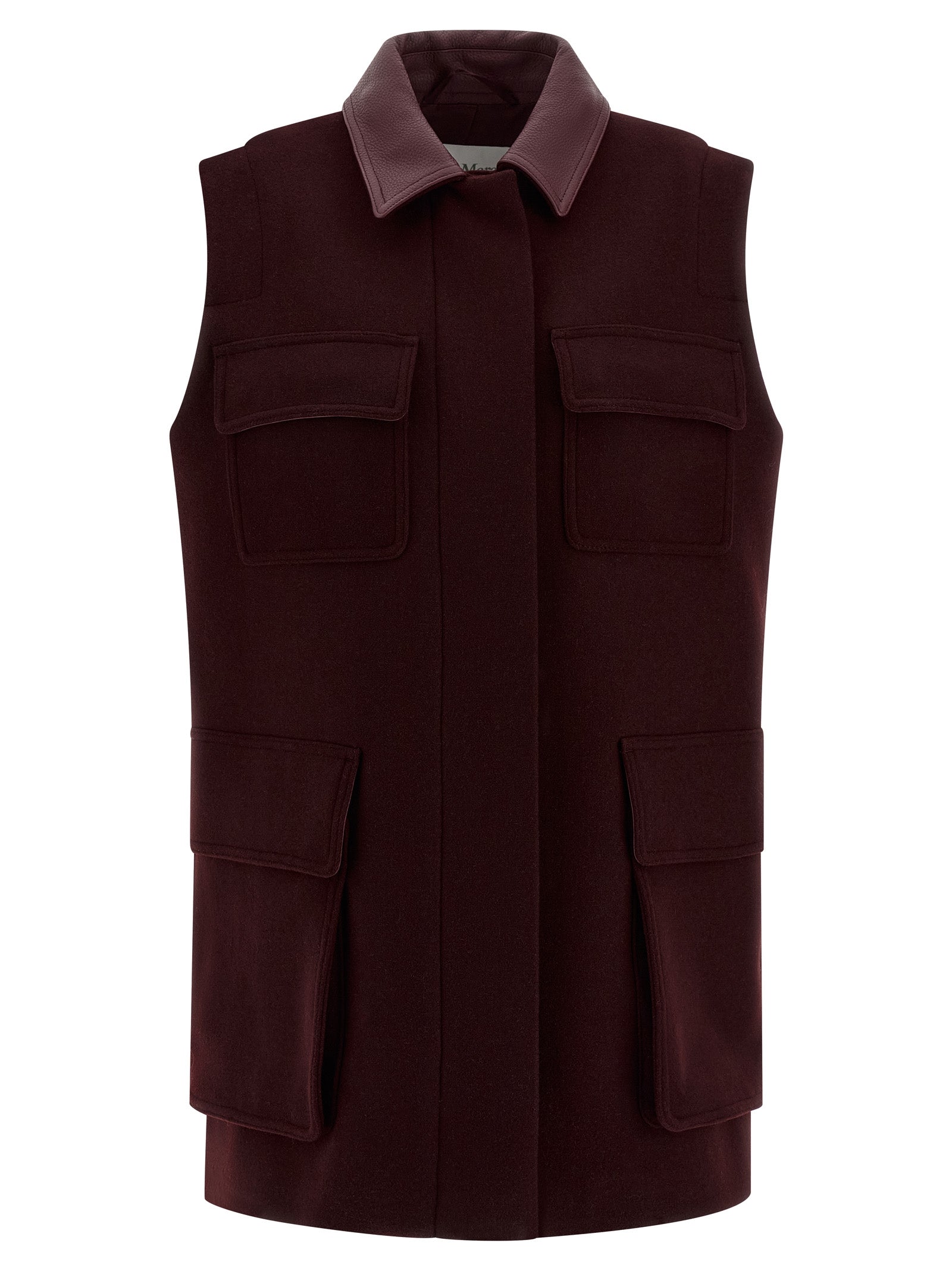 Bordeaux Virgin Wool Sleeveless Jacket