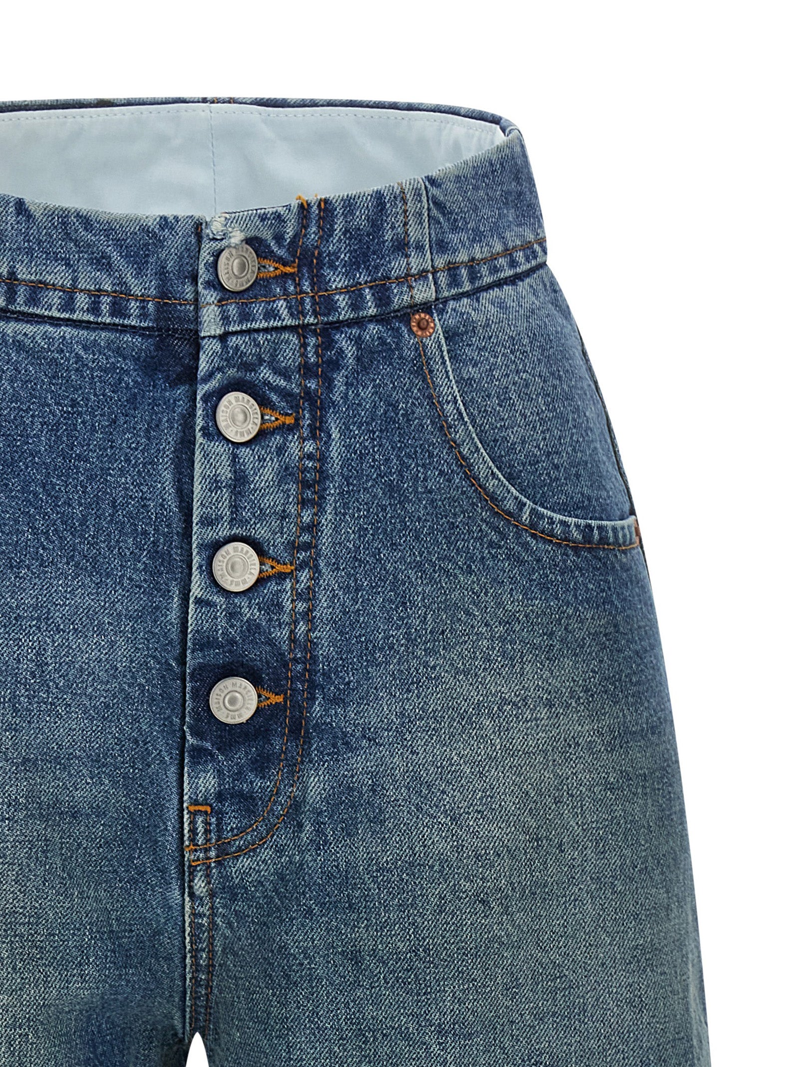 Blue Cotton Straight-Leg Jeans