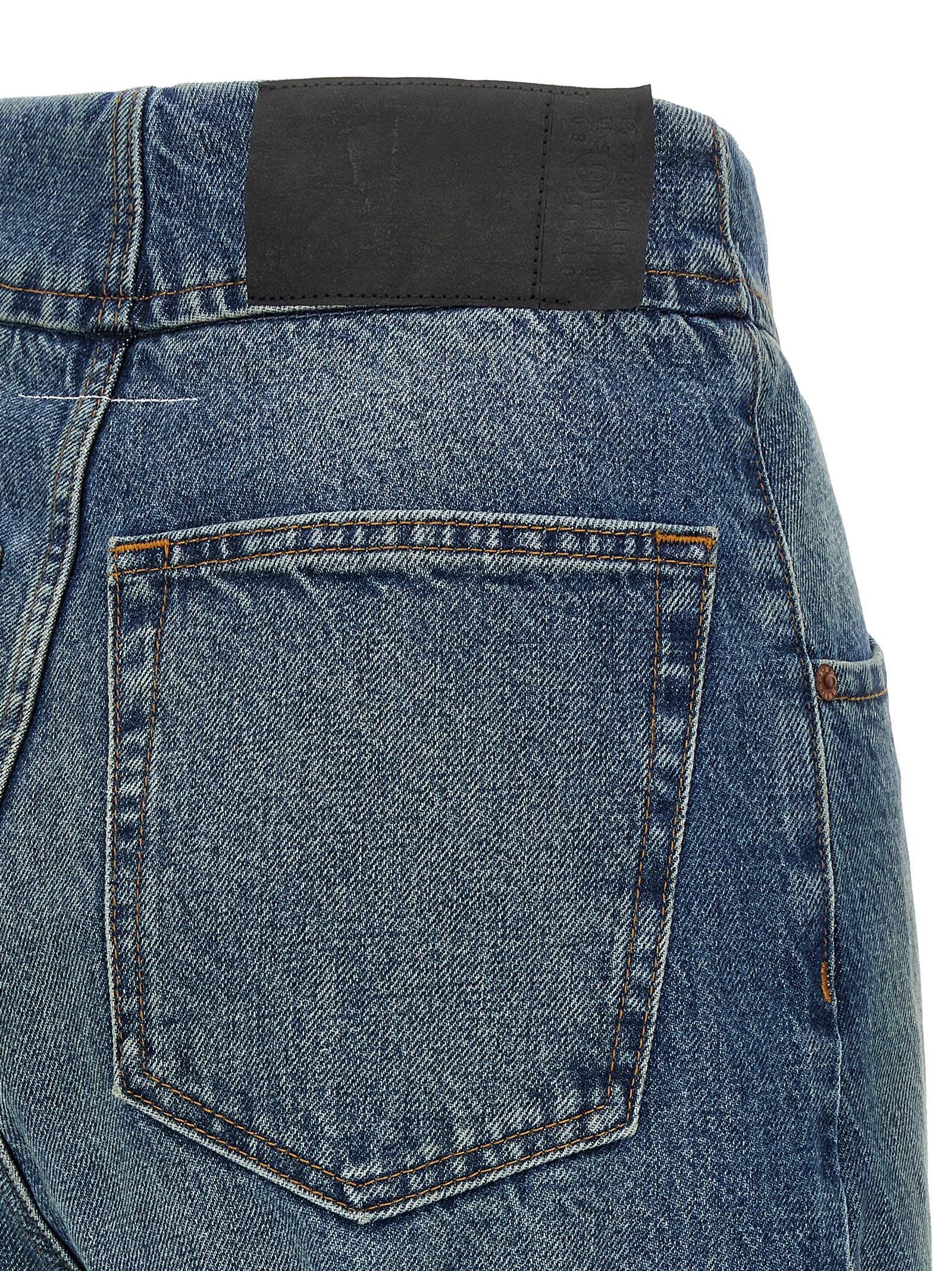Blue Cotton Straight-Leg Jeans