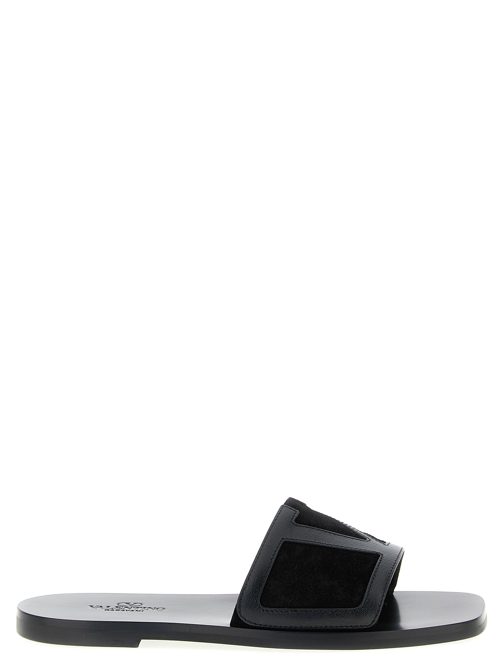 Black Calfskin Slides