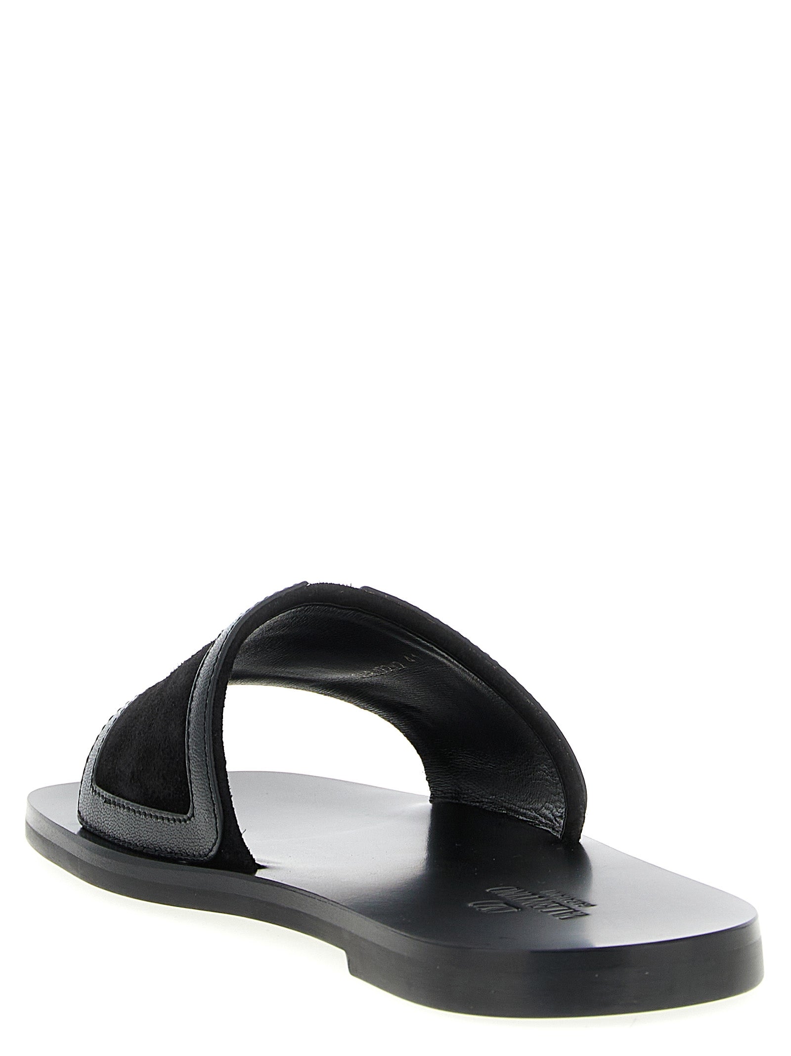 Black Calfskin Slides