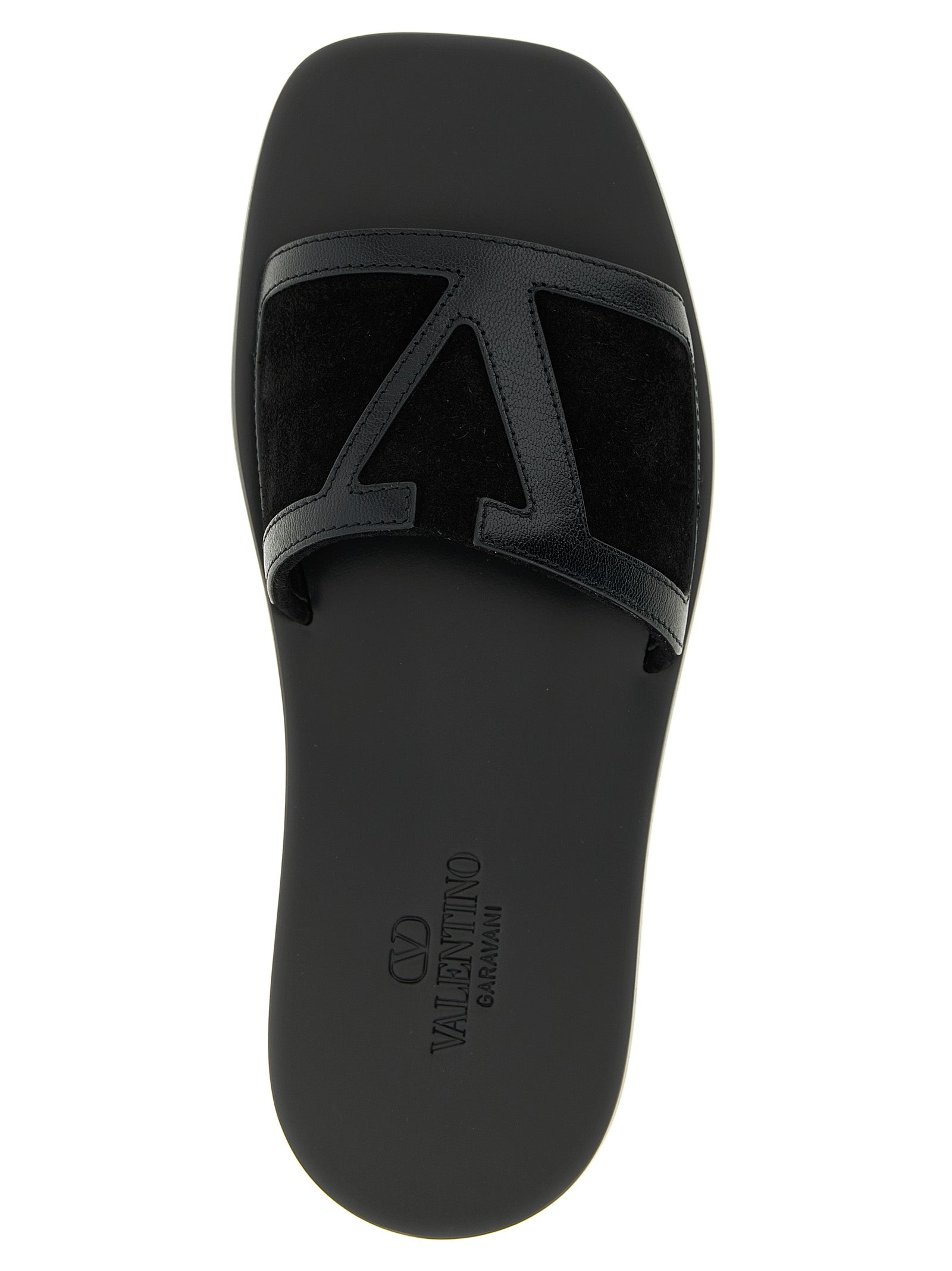 Black Calfskin Slides