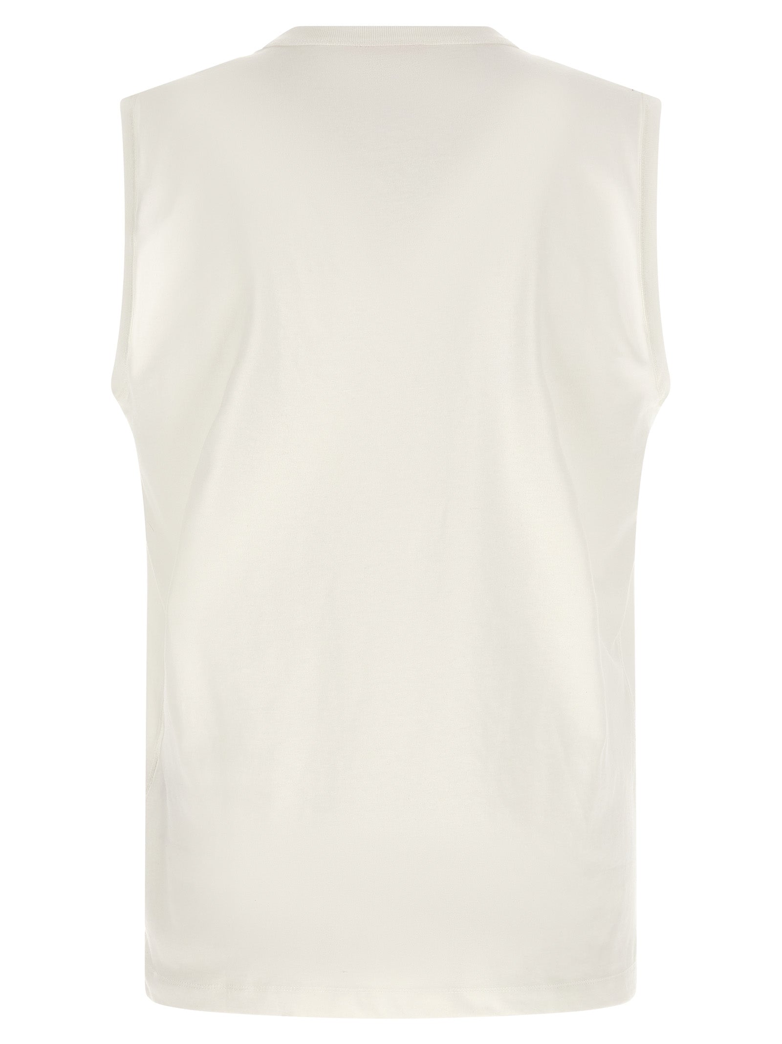 White Cotton Sleeveles T-Shirt