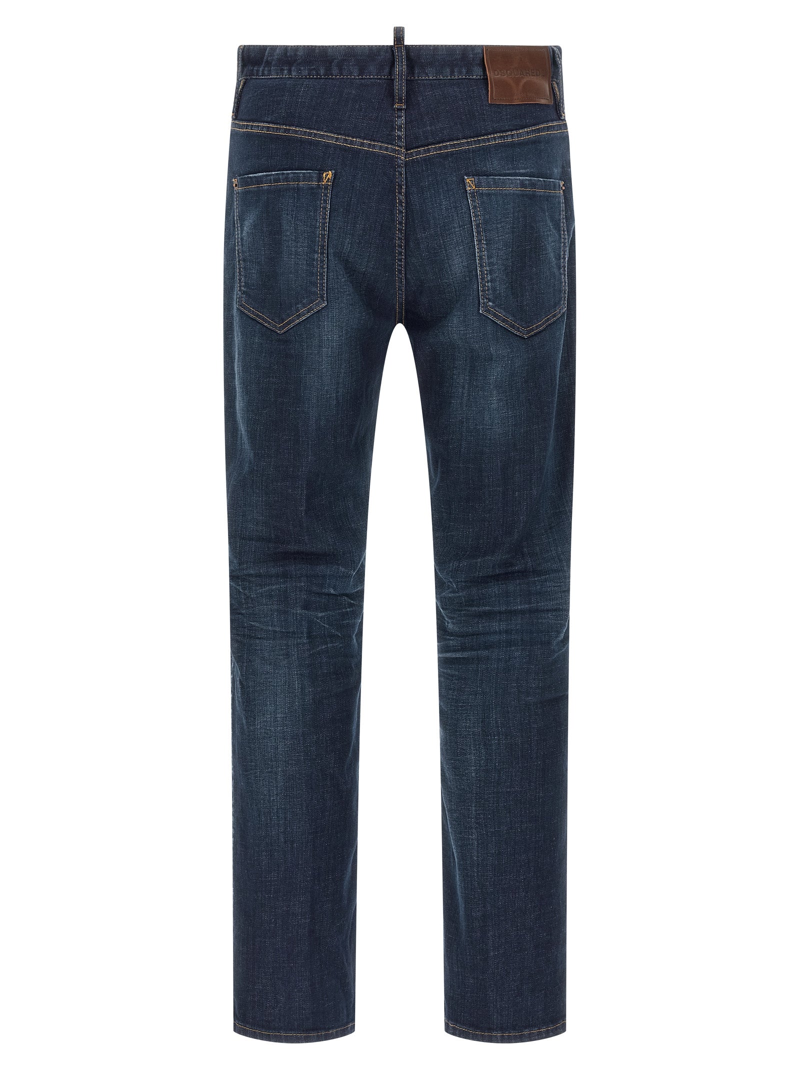 Blue Cotton Straight-Leg Jeans