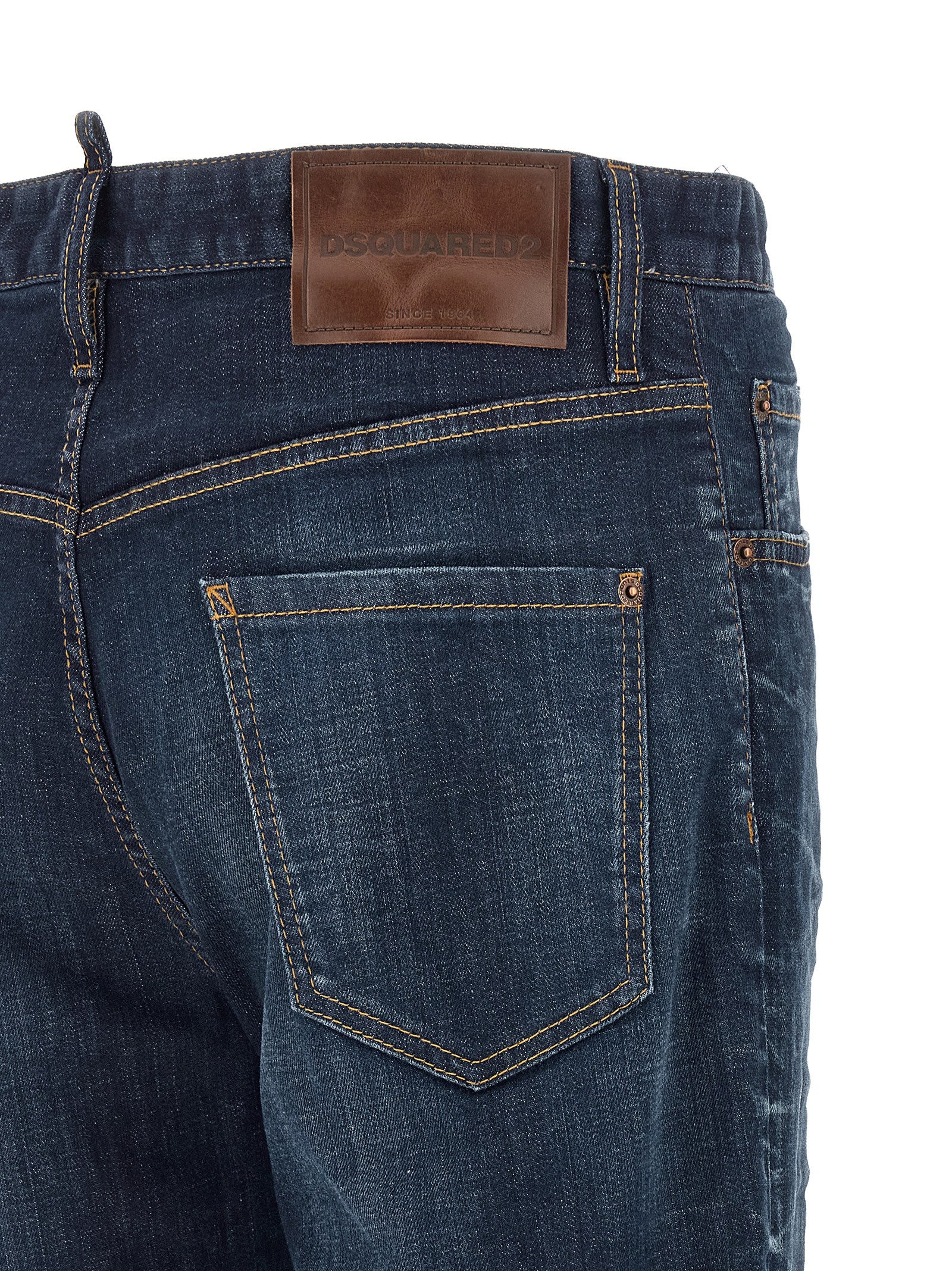 Blue Cotton Straight-Leg Jeans