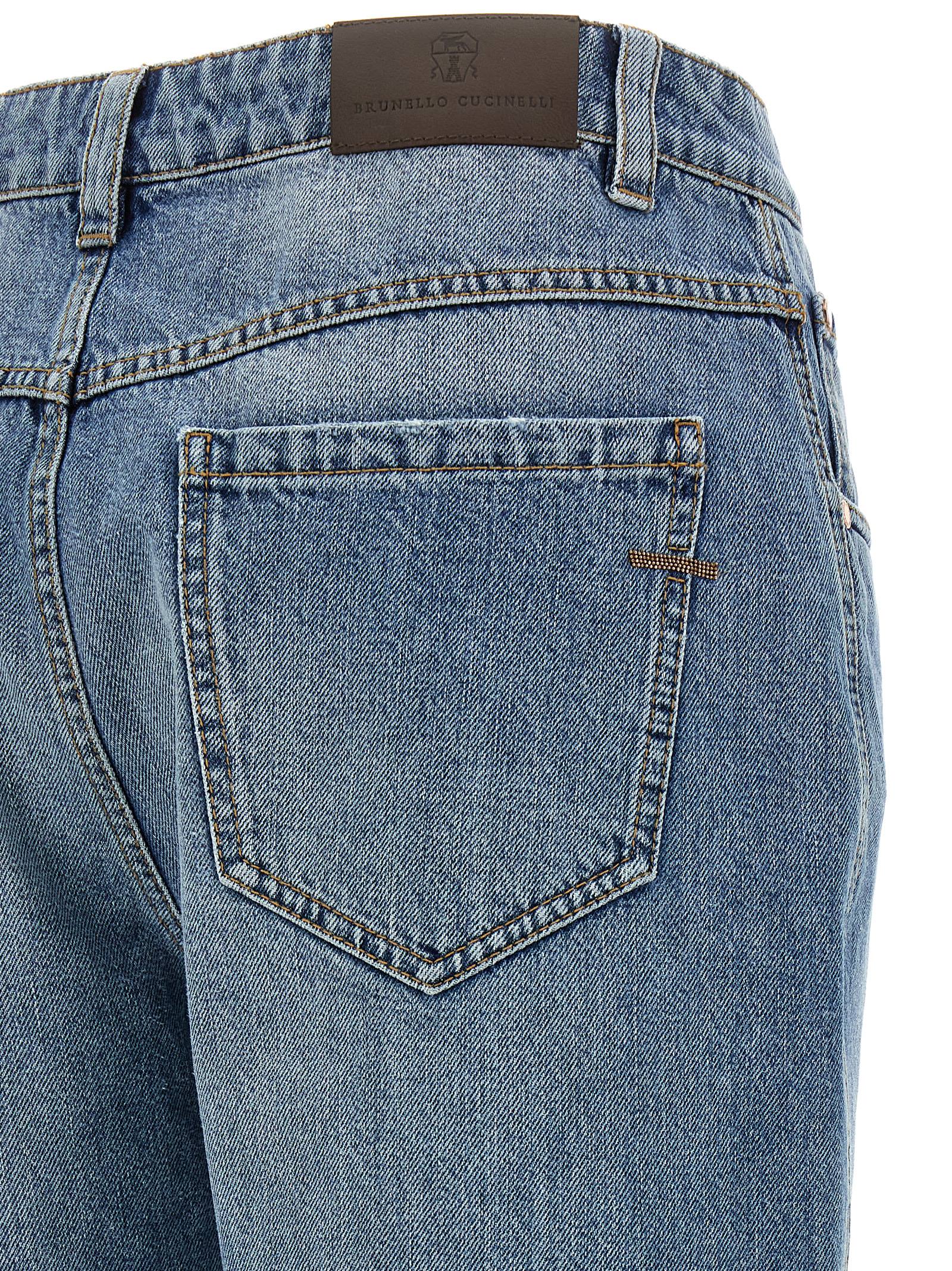 Blue Cotton Straight-Leg Jeans