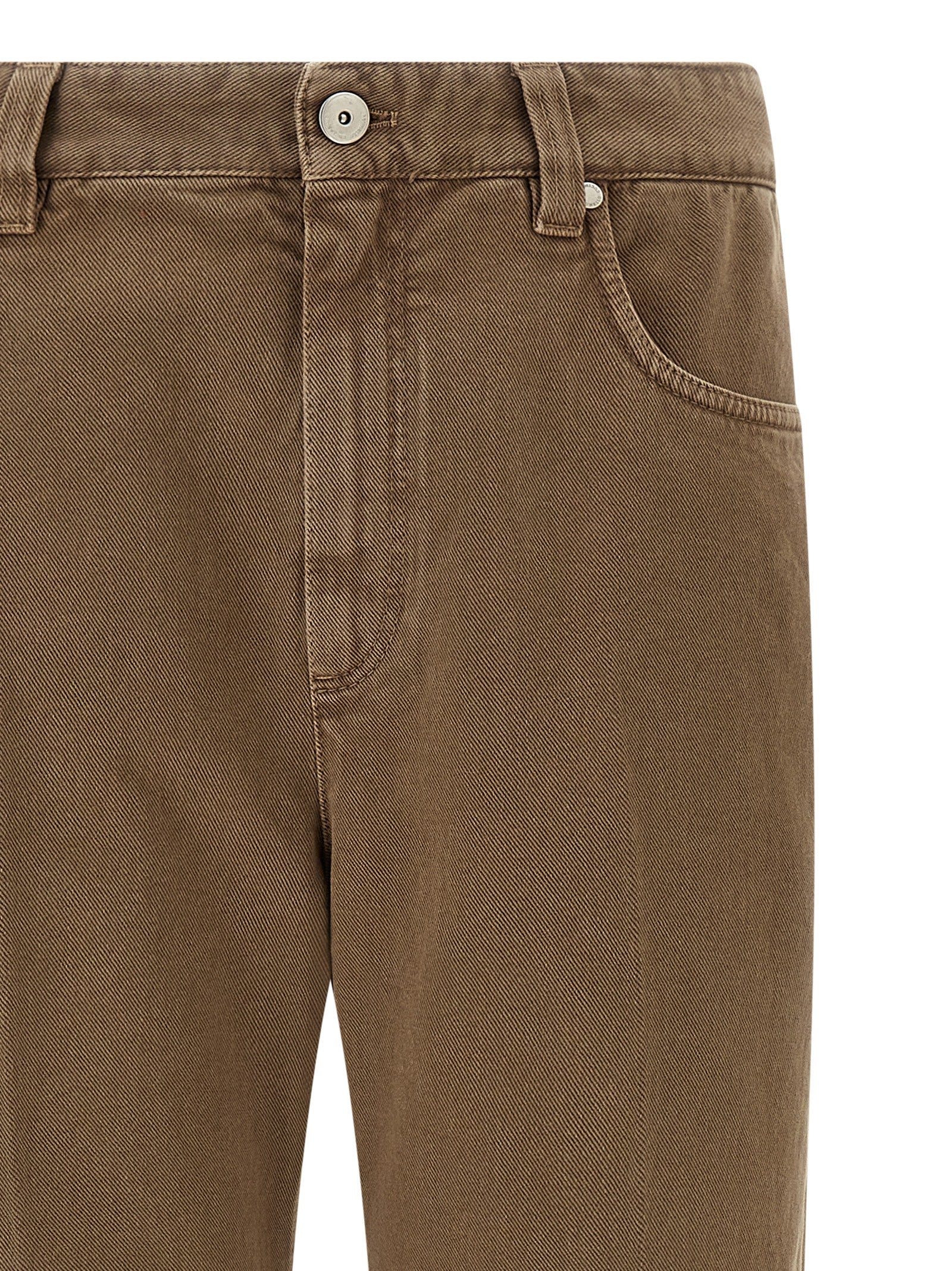 Beige Cotton Straight-Leg Jeans