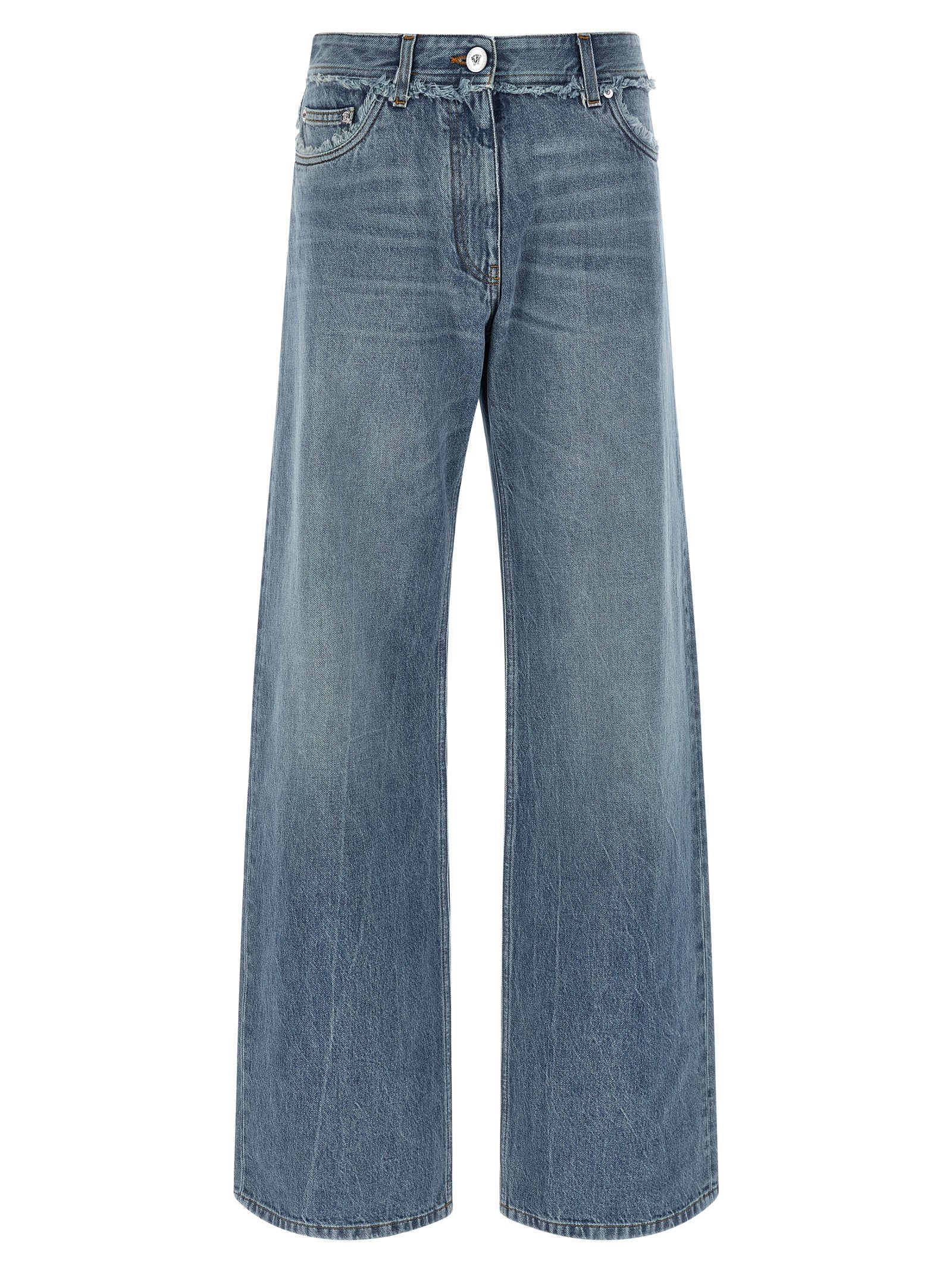 Blue Cotton Boyfriend Jeans