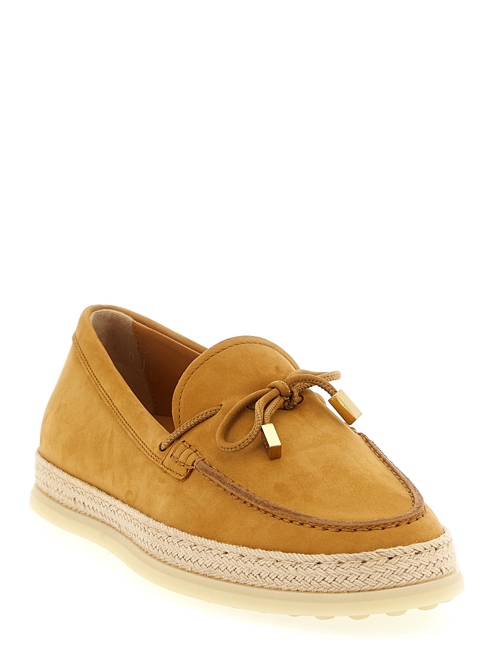 Beige Calfskin Slip-On Loafers