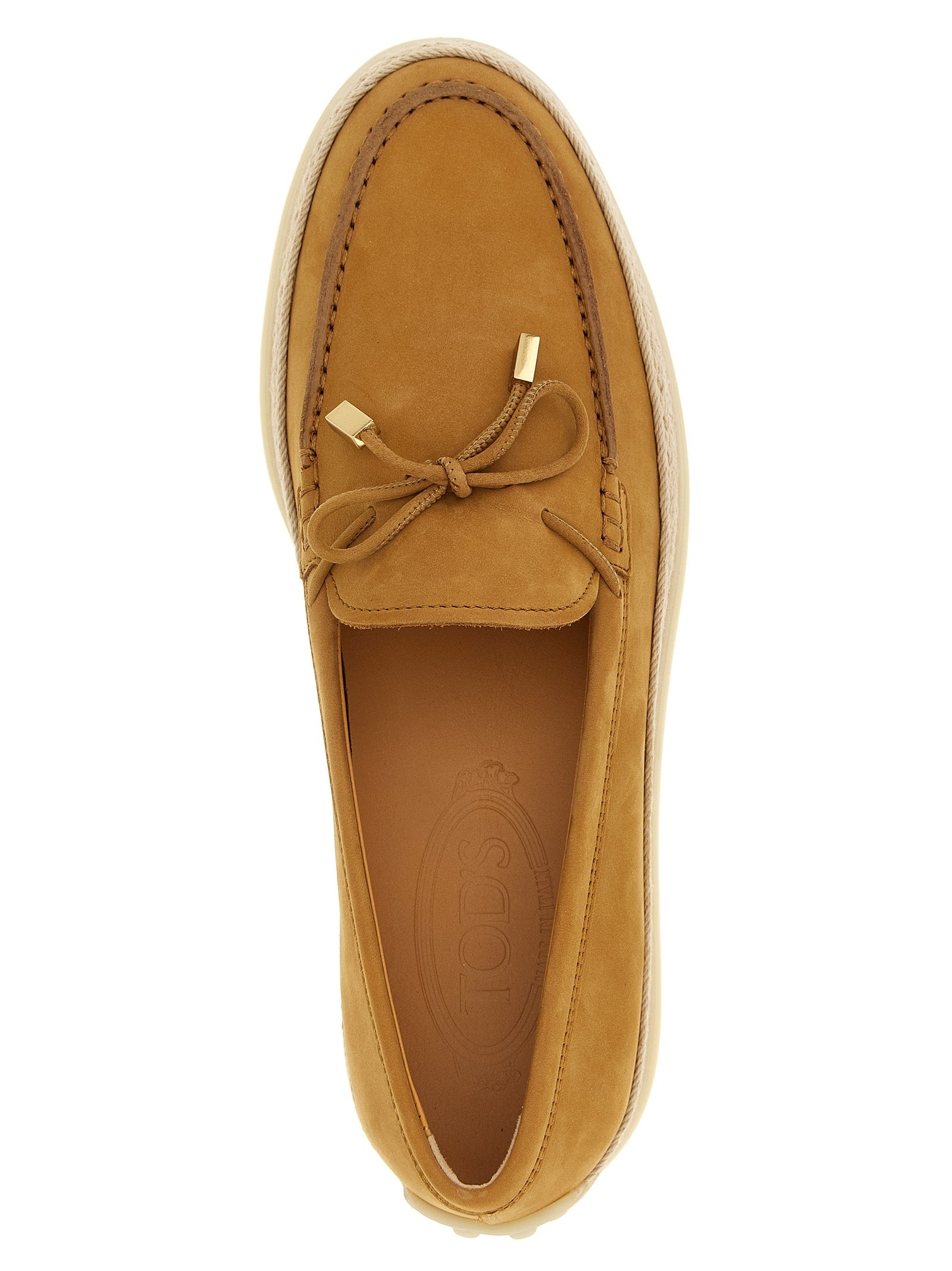 Beige Calfskin Slip-On Loafers