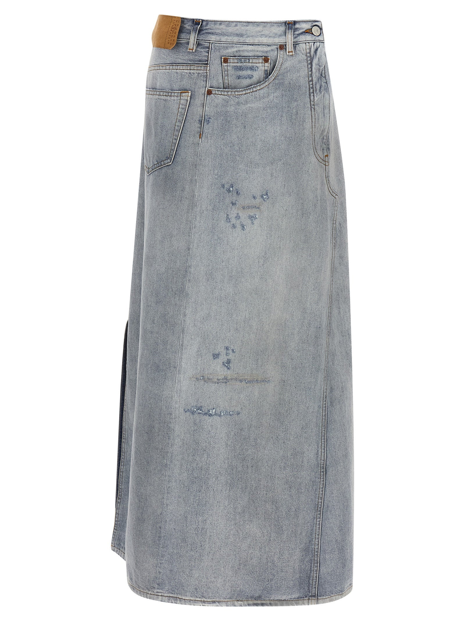 Blue Cotton Mini Skirt