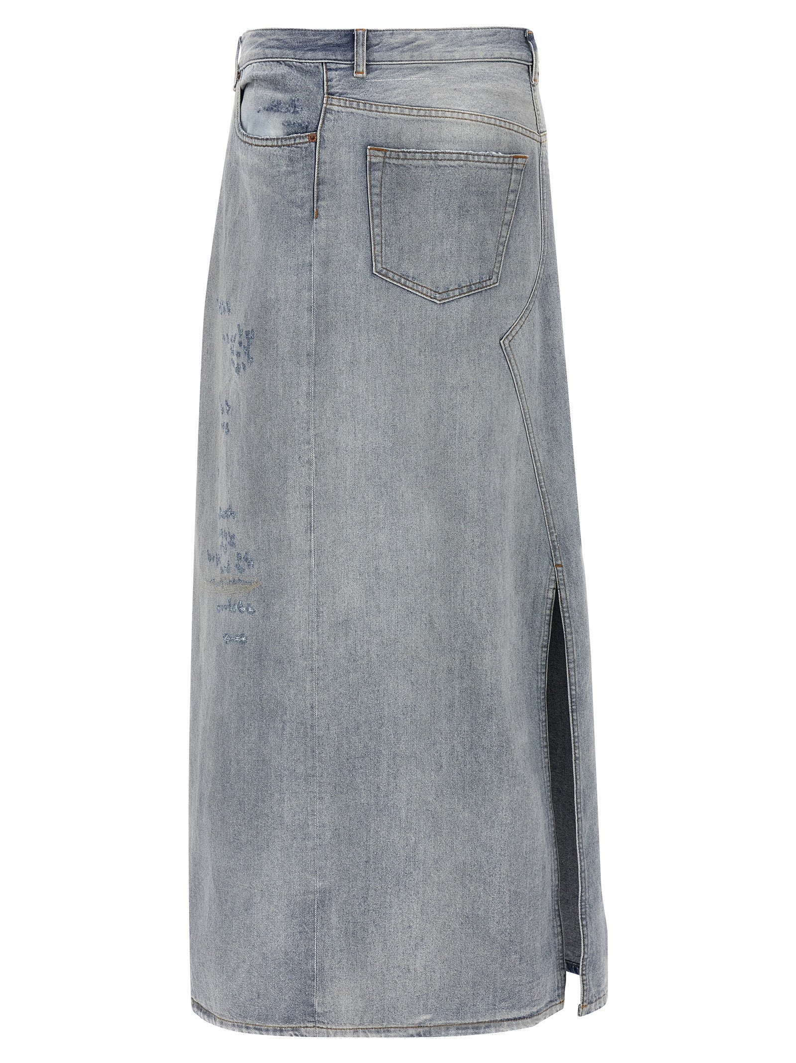 Blue Cotton Mini Skirt