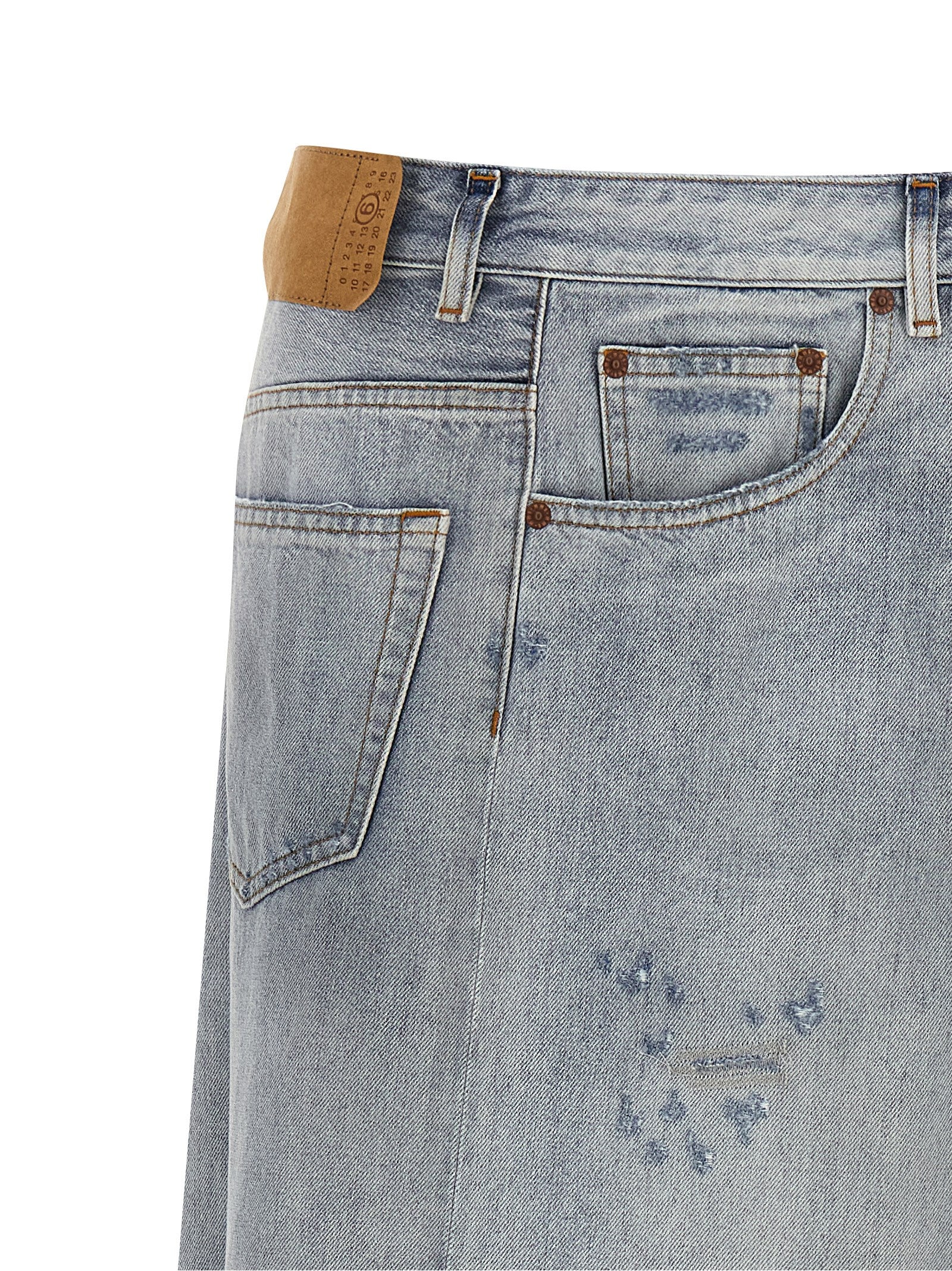 Blue Cotton Mini Skirt