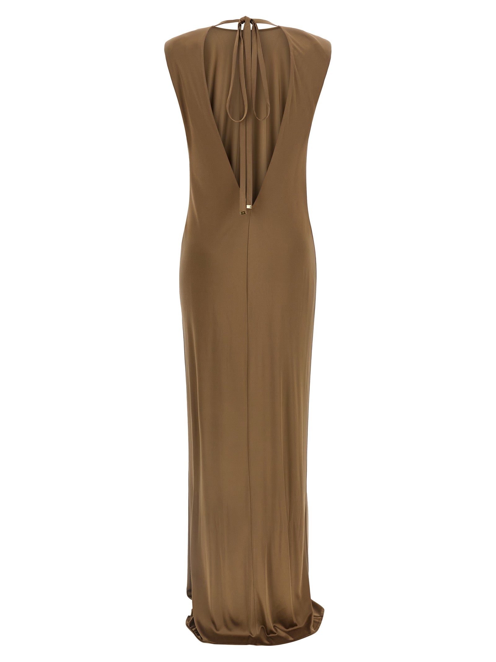 Beige Viscose Long Dress