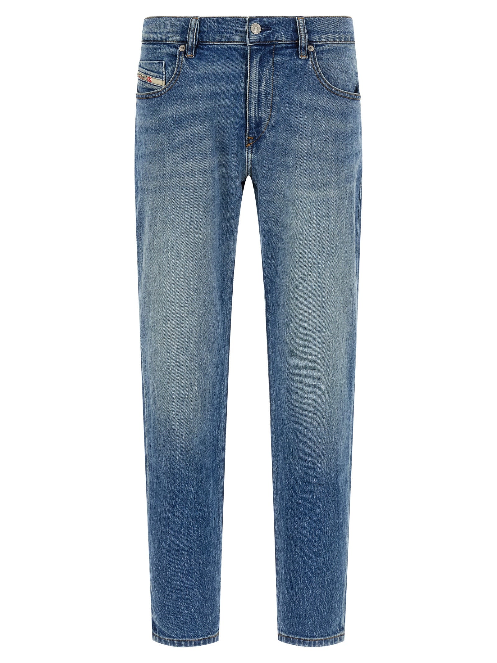 Blue Cotton Straight-Leg Jeans