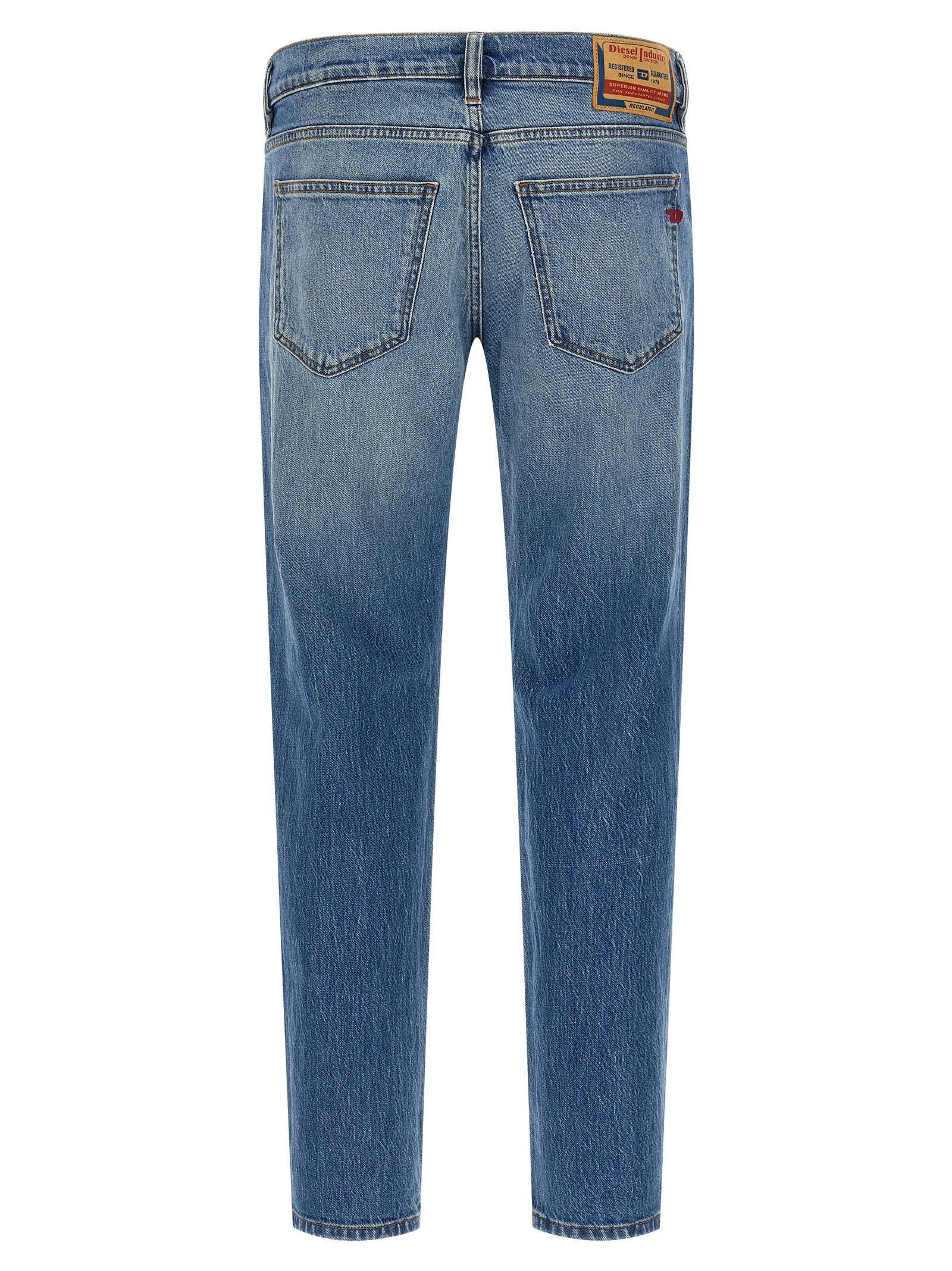Blue Cotton Straight-Leg Jeans